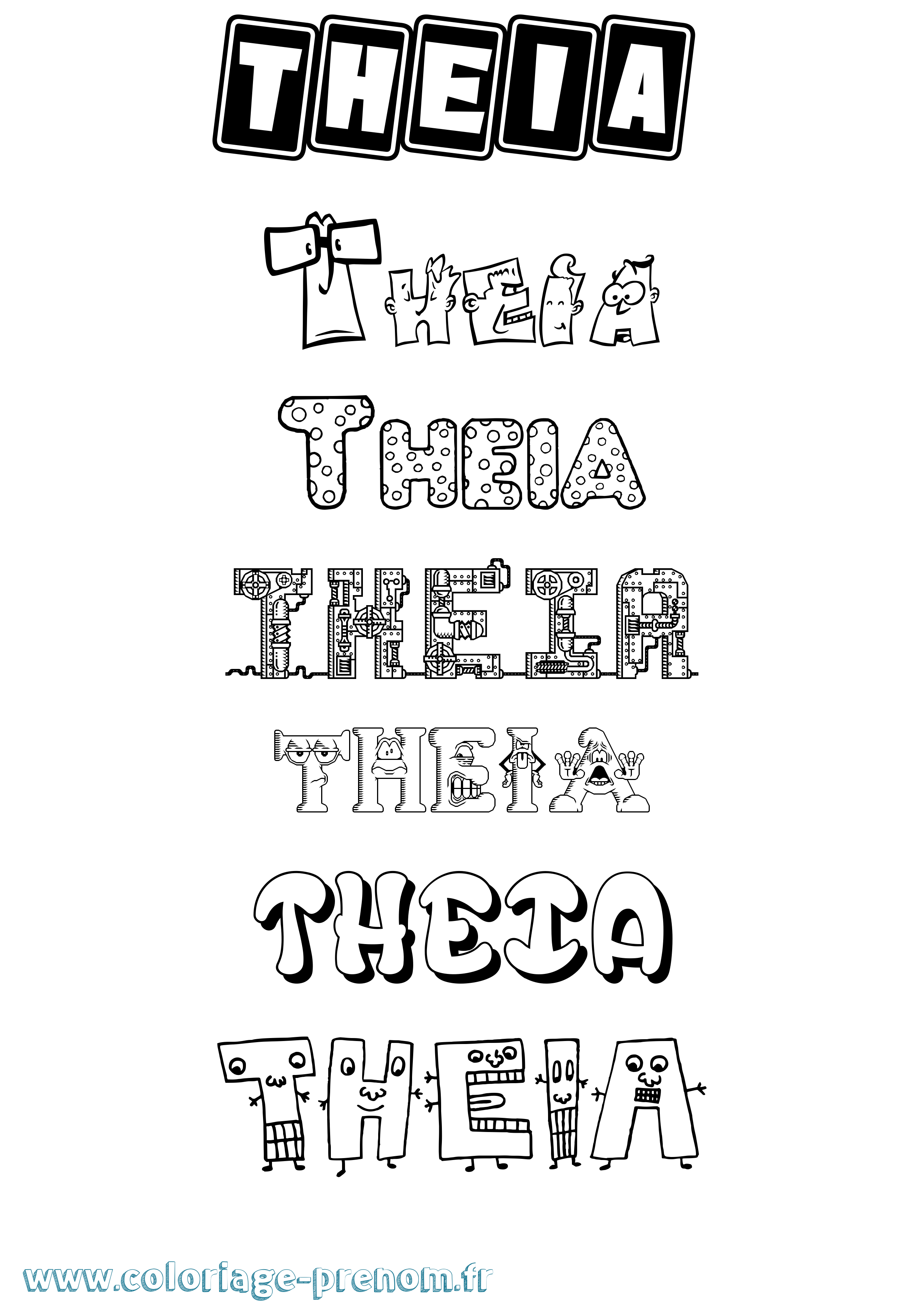 Coloriage Theia Fun Coloriage prénom Theia Fun