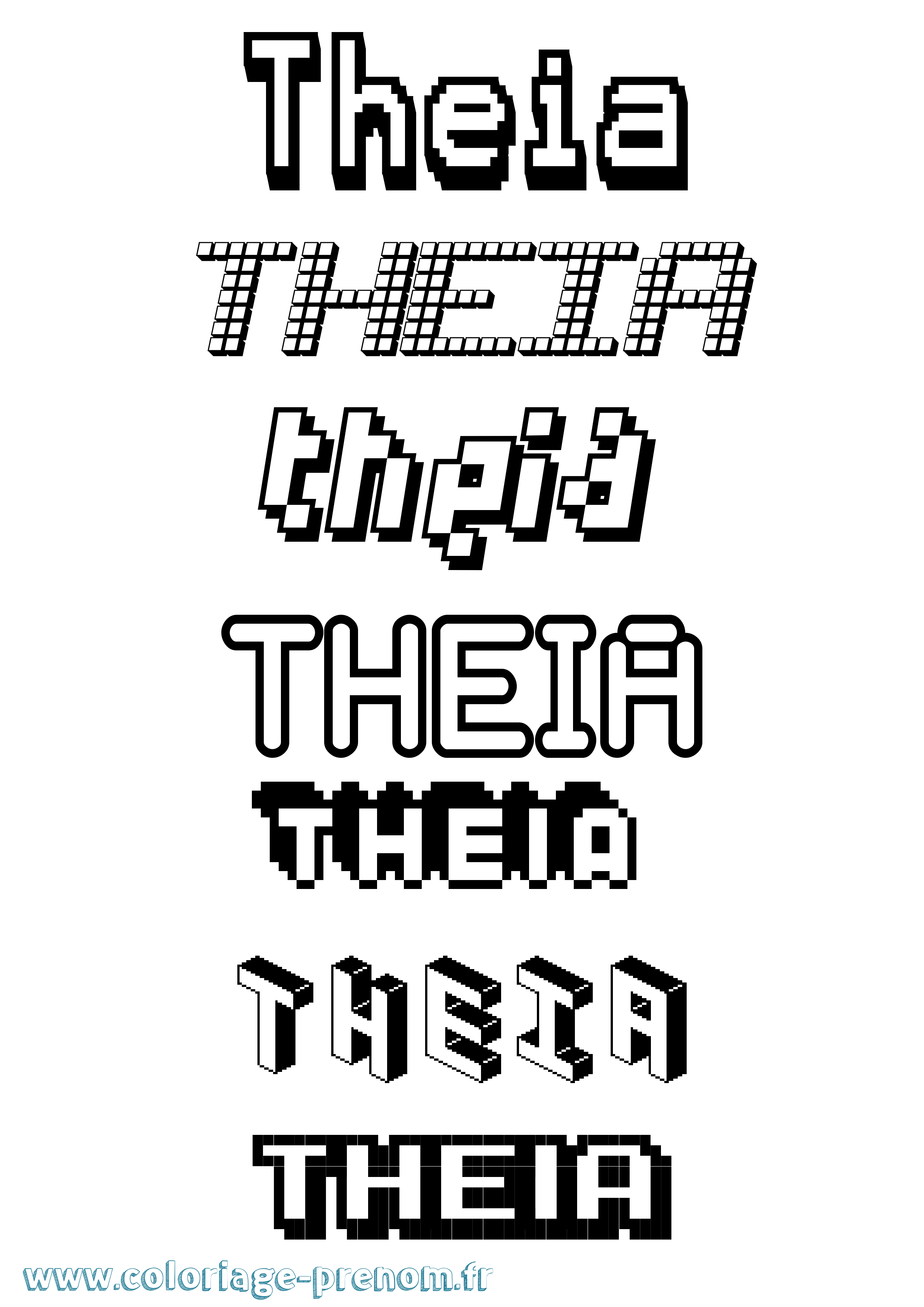 Coloriage Theia Pixel Coloriage prénom Theia Pixel