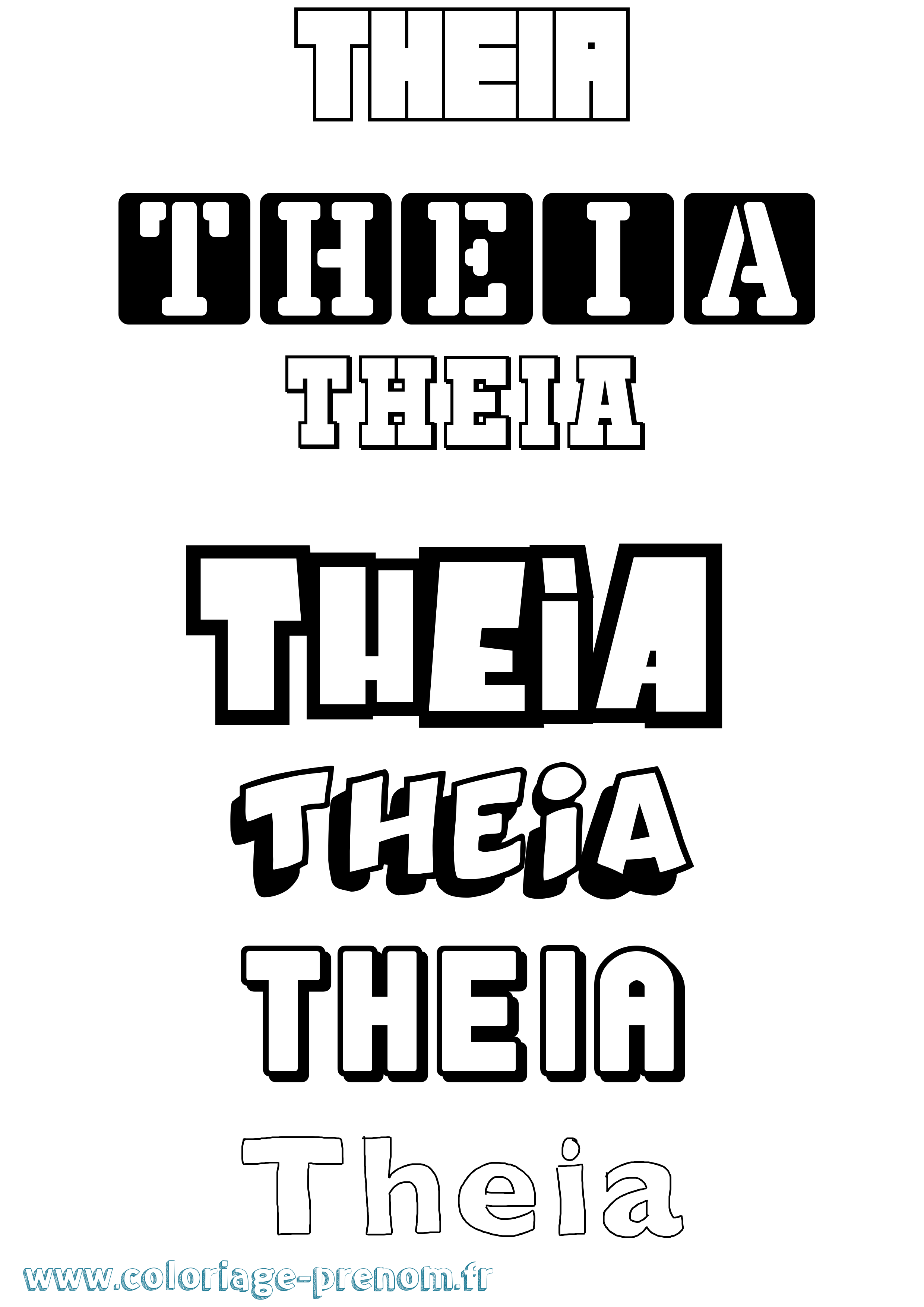 Coloriage Theia Simple Coloriage prénom Theia Simple