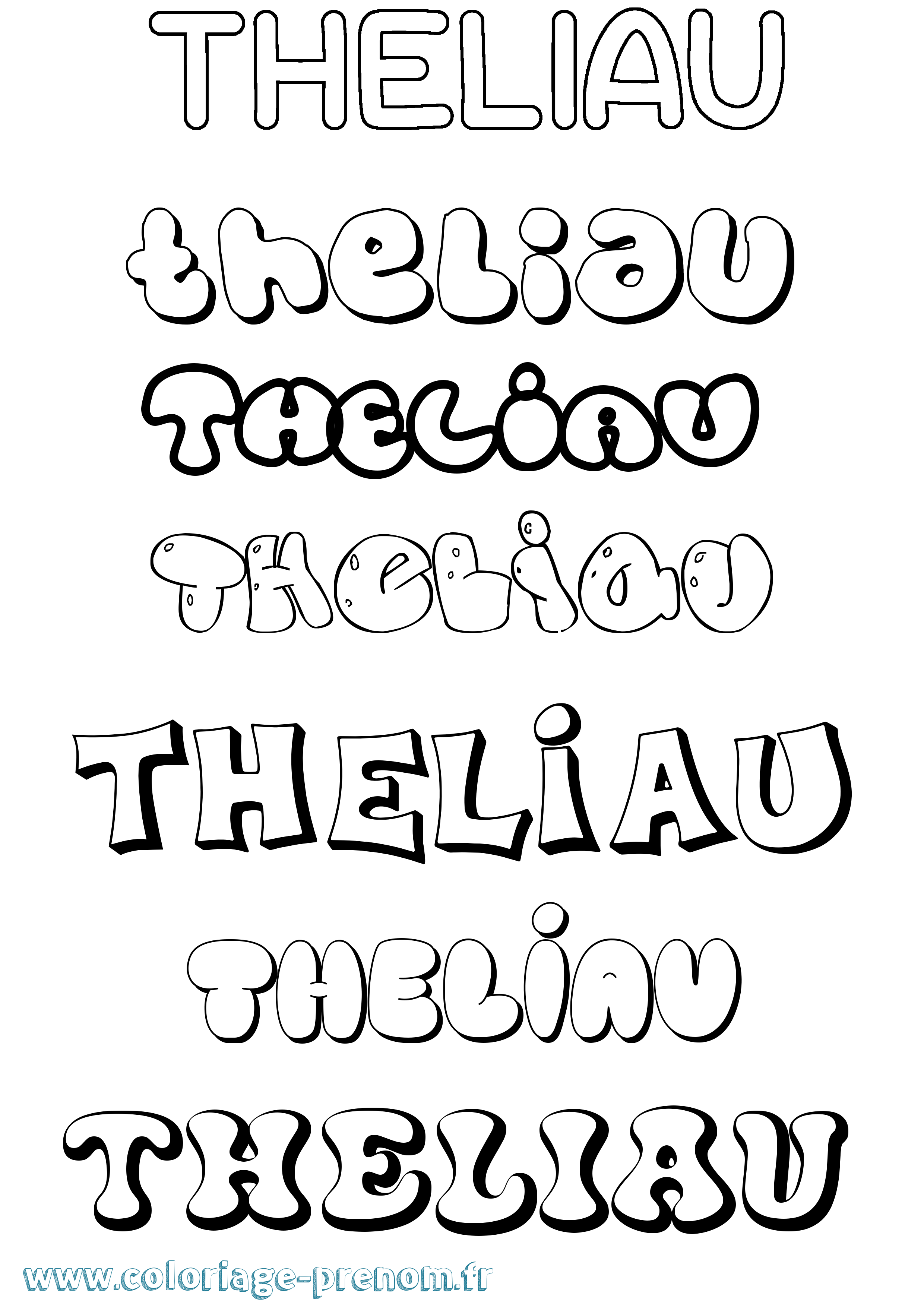 Coloriage Theliau Bubble Coloriage prénom Theliau Bubble