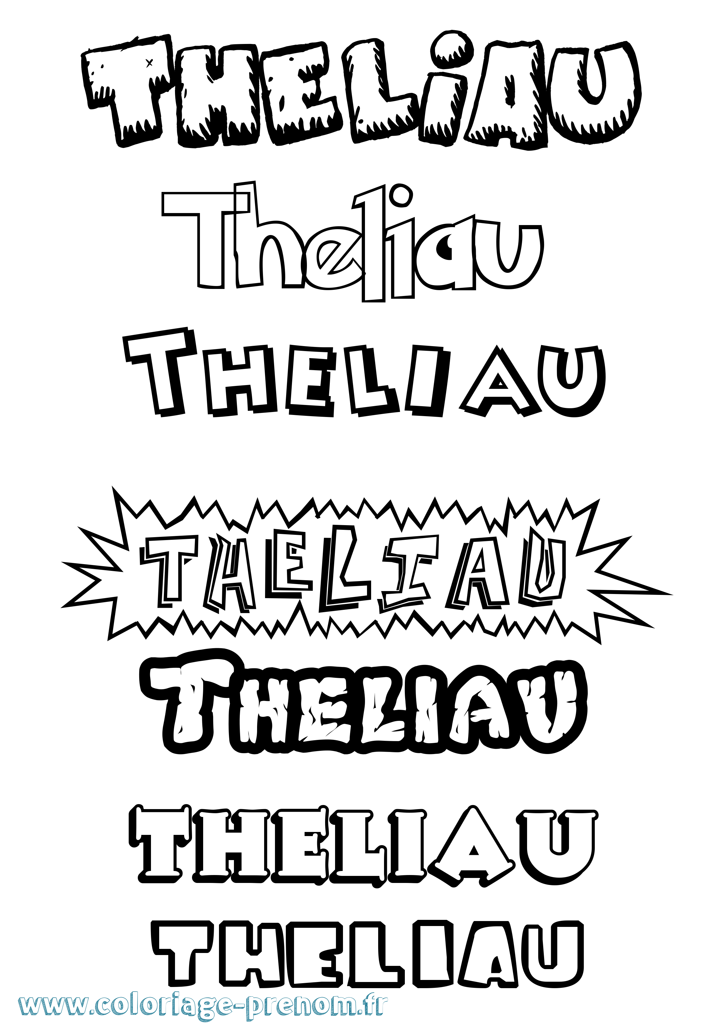 Coloriage Theliau Dessin Animé Coloriage prénom Theliau Dessin Animé