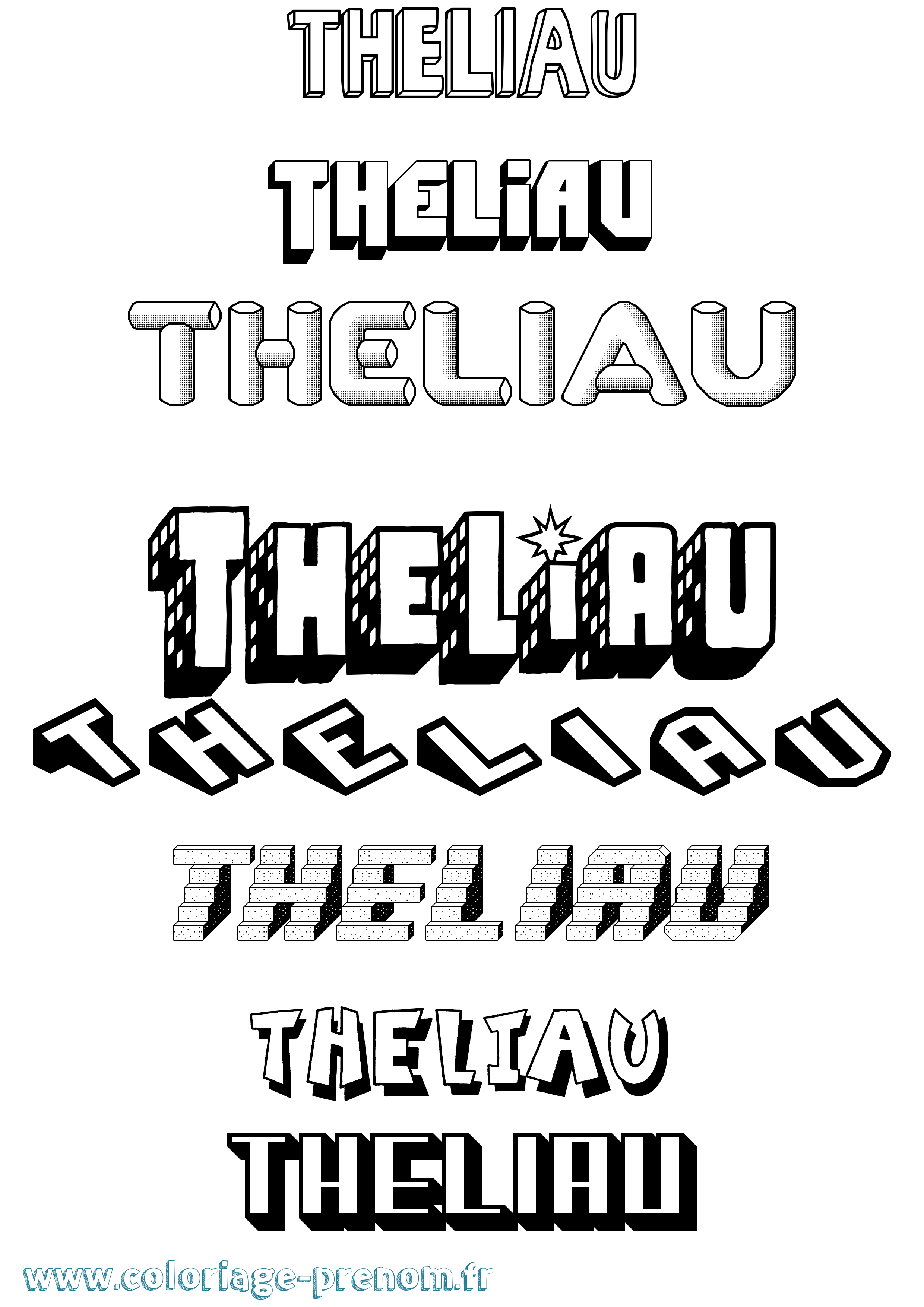 Coloriage Theliau Effet 3D Coloriage prénom Theliau Effet 3D