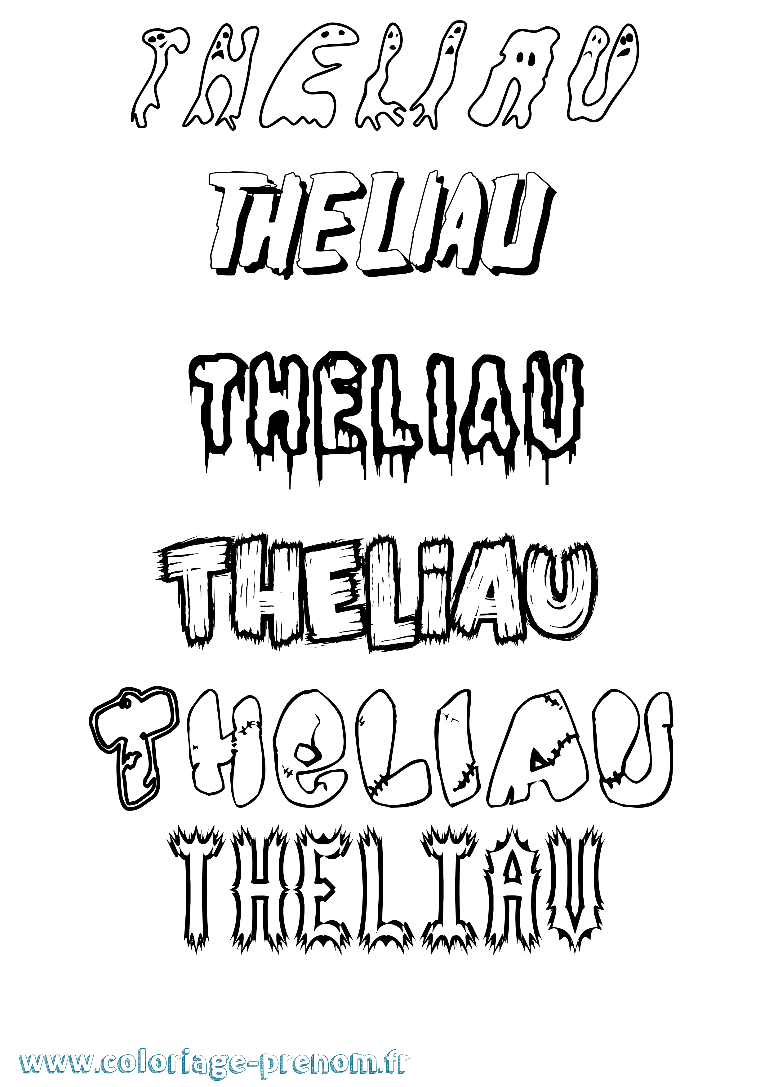 Coloriage Theliau Frisson Coloriage prénom Theliau Frisson