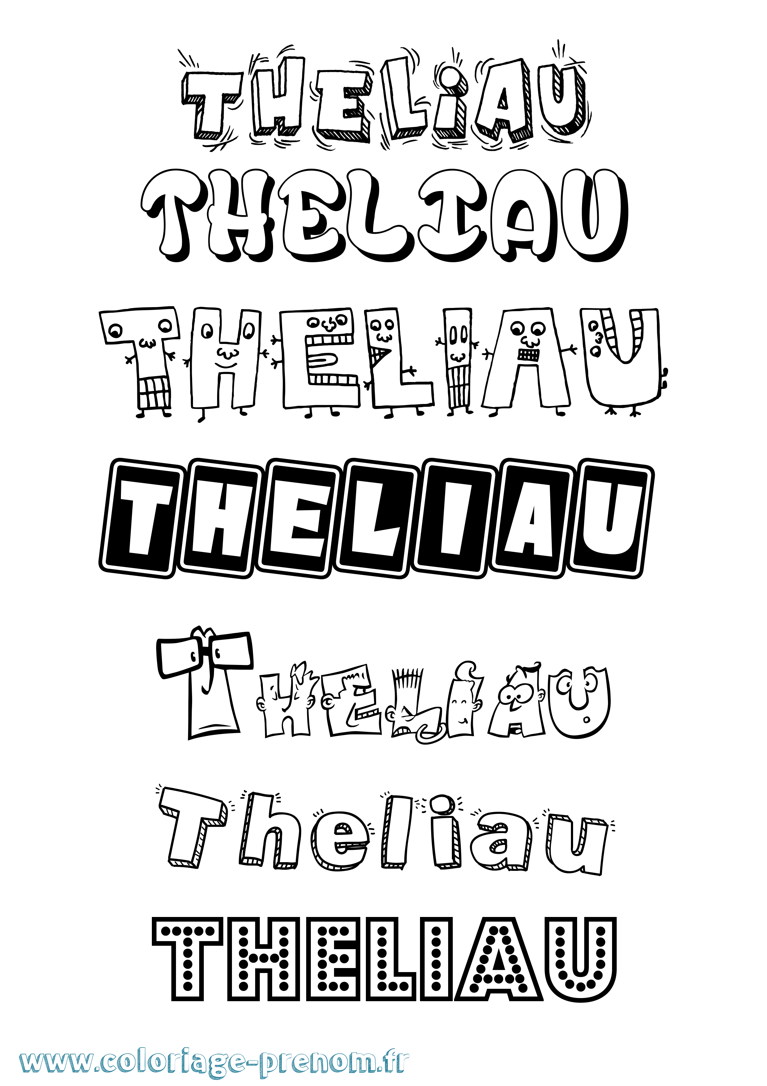 Coloriage Theliau Fun Coloriage prénom Theliau Fun