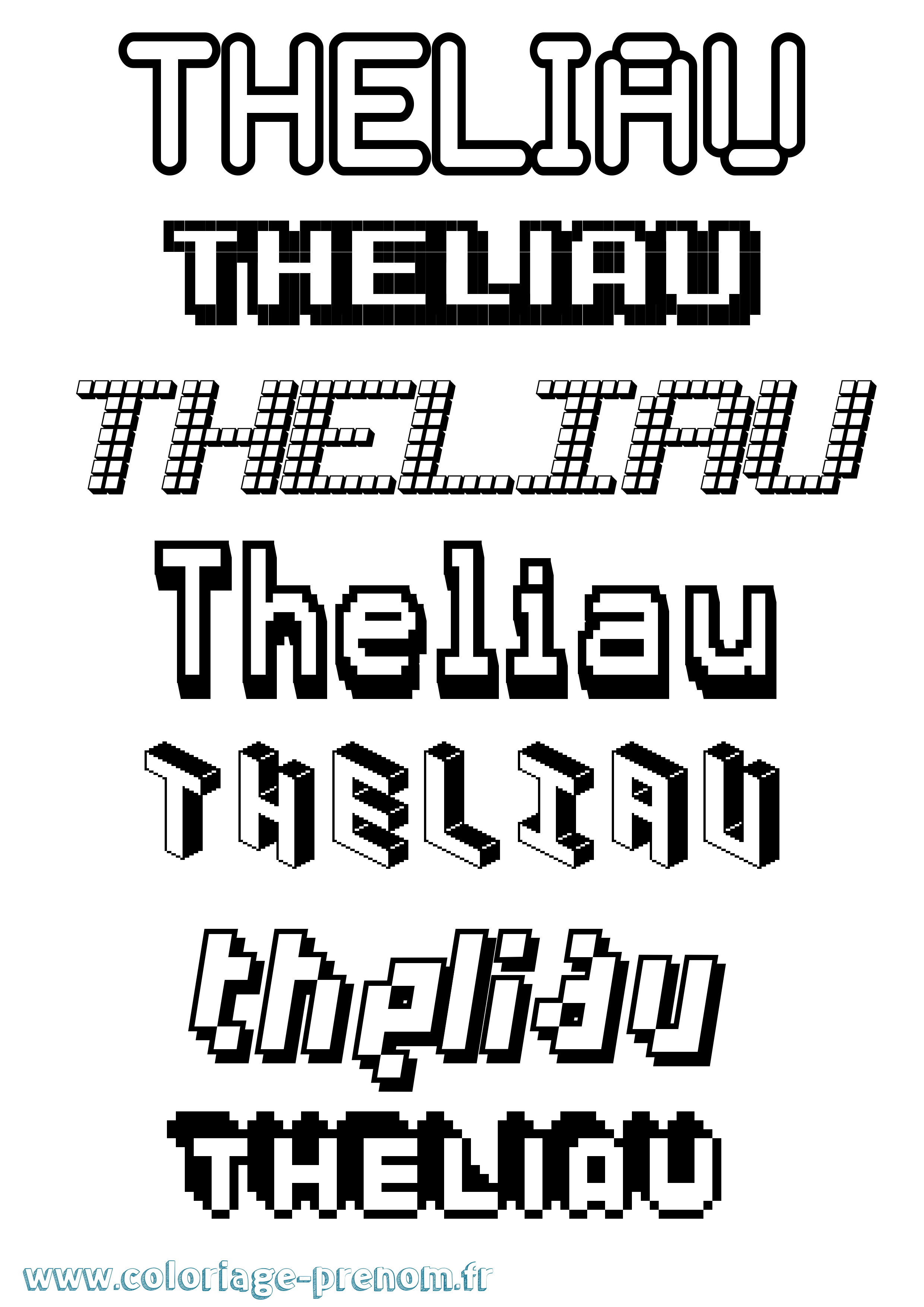 Coloriage Theliau Pixel Coloriage prénom Theliau Pixel
