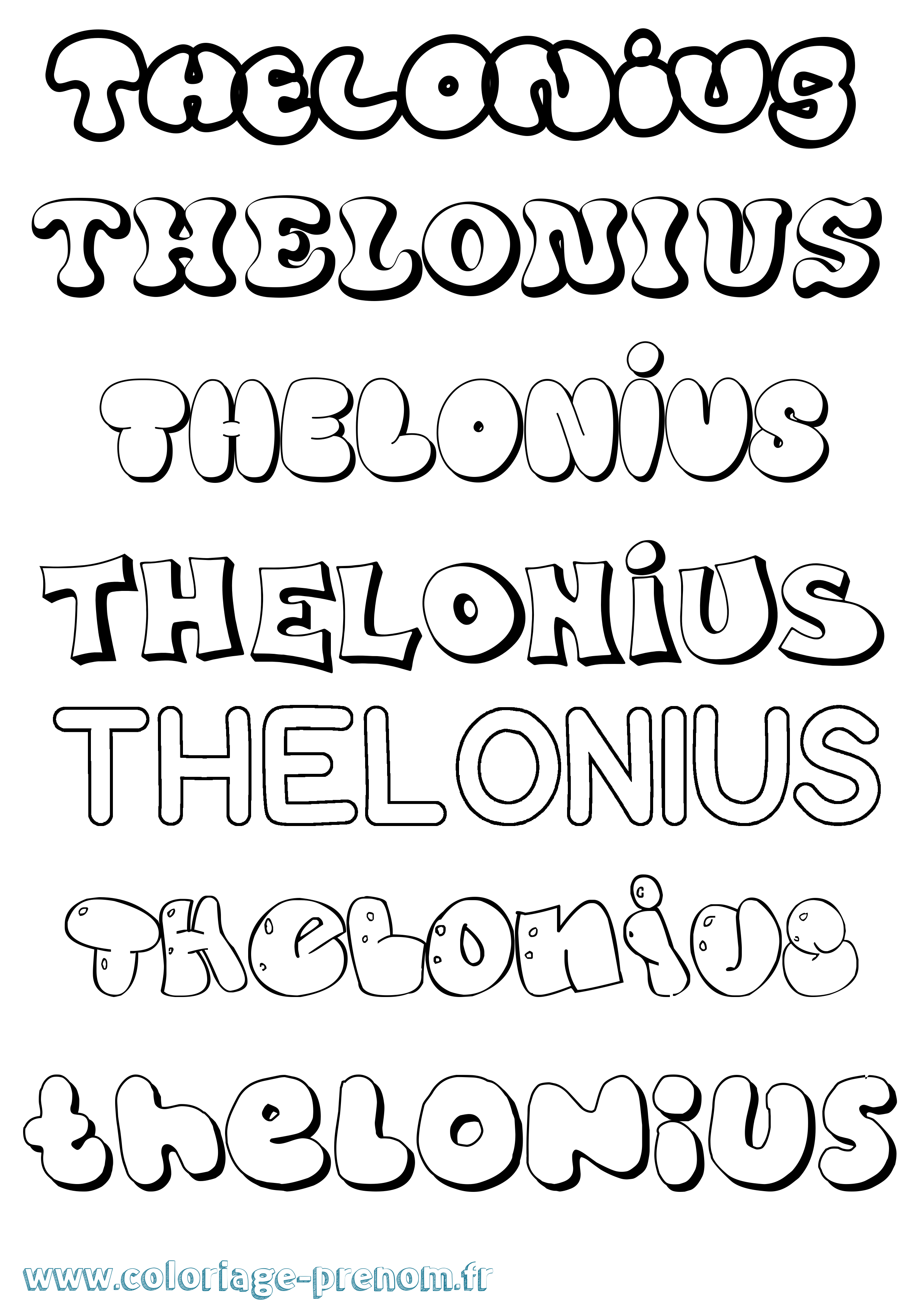 Coloriage Thelonius Bubble Coloriage prénom Thelonius Bubble