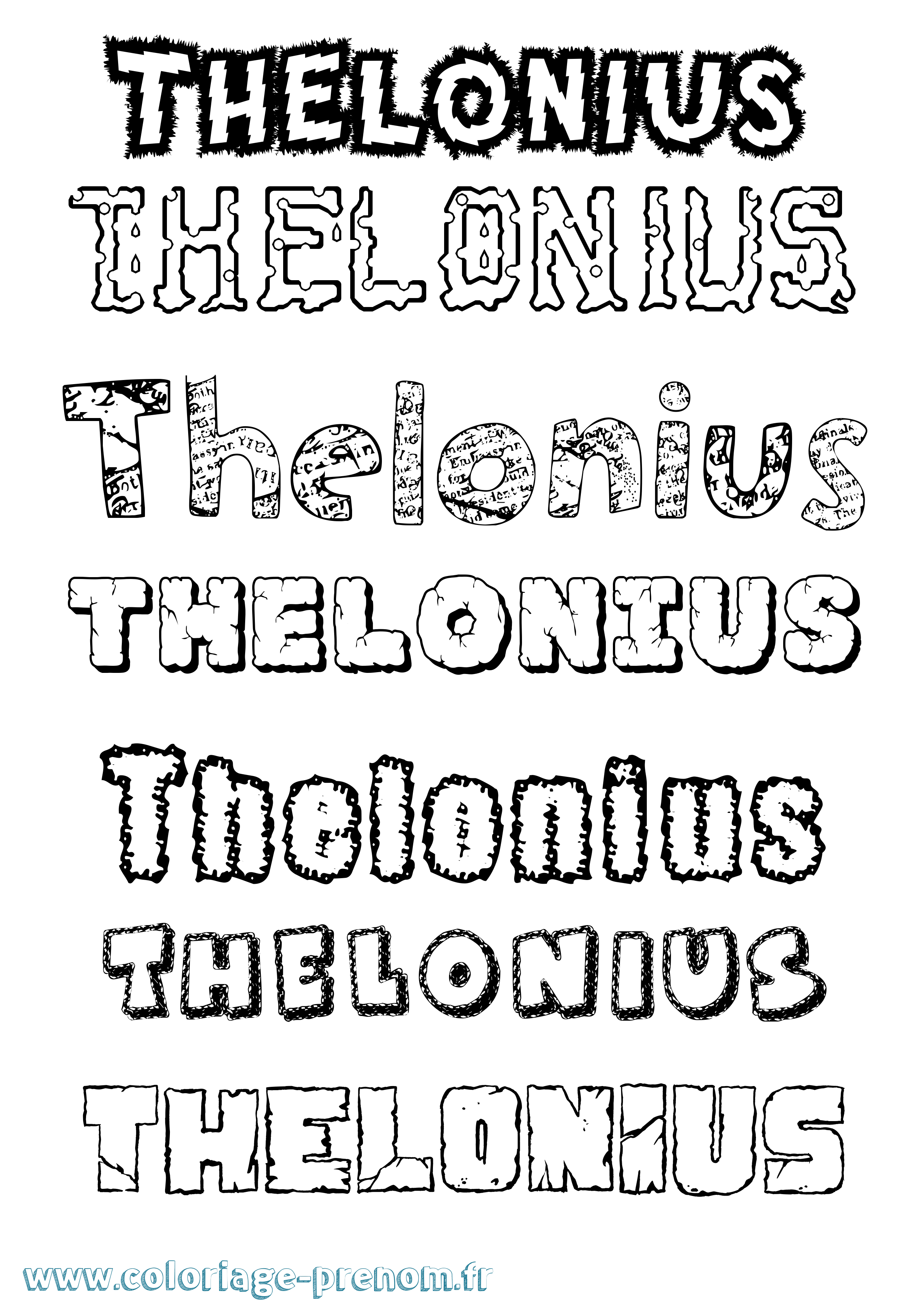Coloriage Thelonius Destructuré Coloriage prénom Thelonius Destructuré