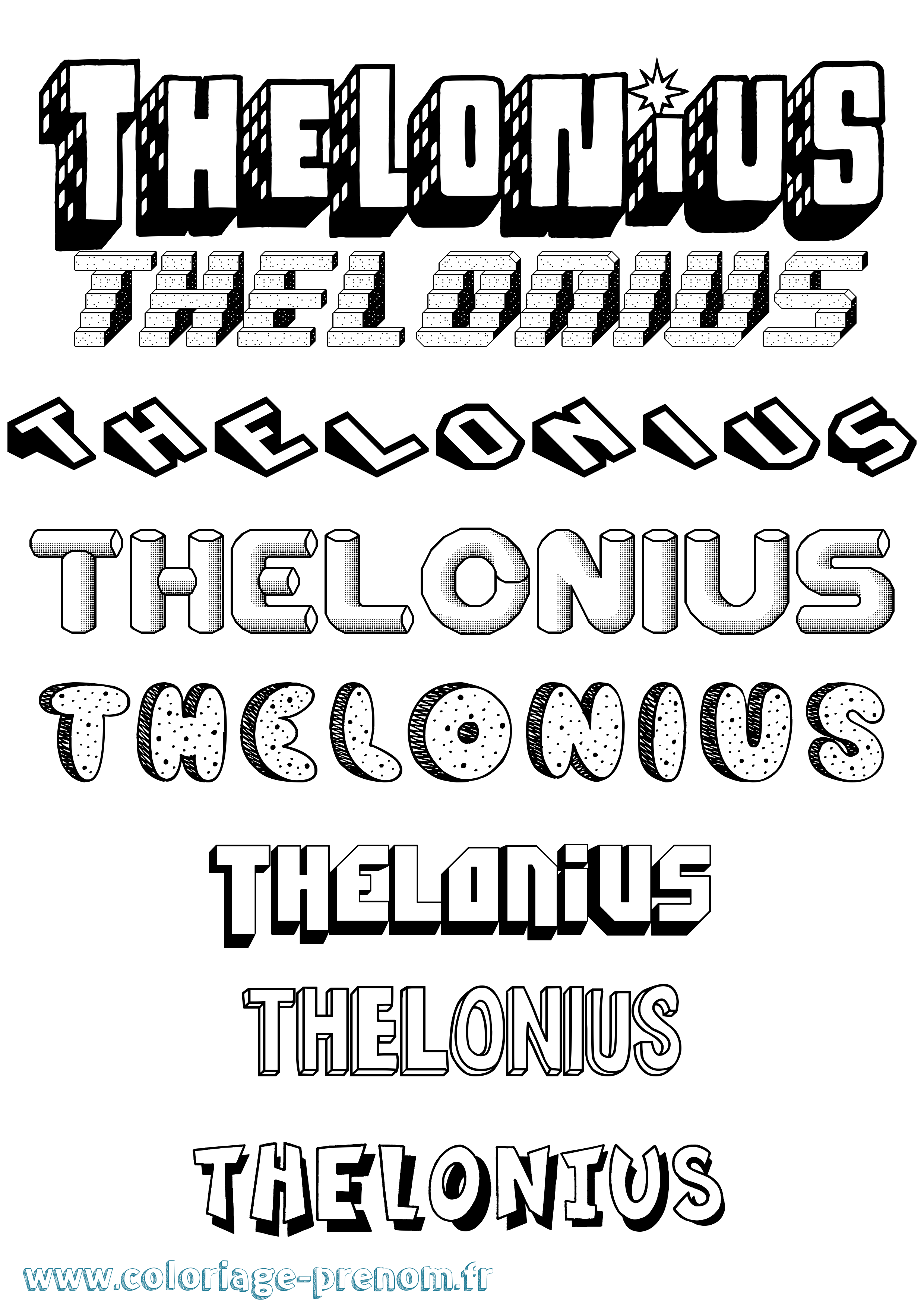 Coloriage Thelonius Effet 3D Coloriage prénom Thelonius Effet 3D