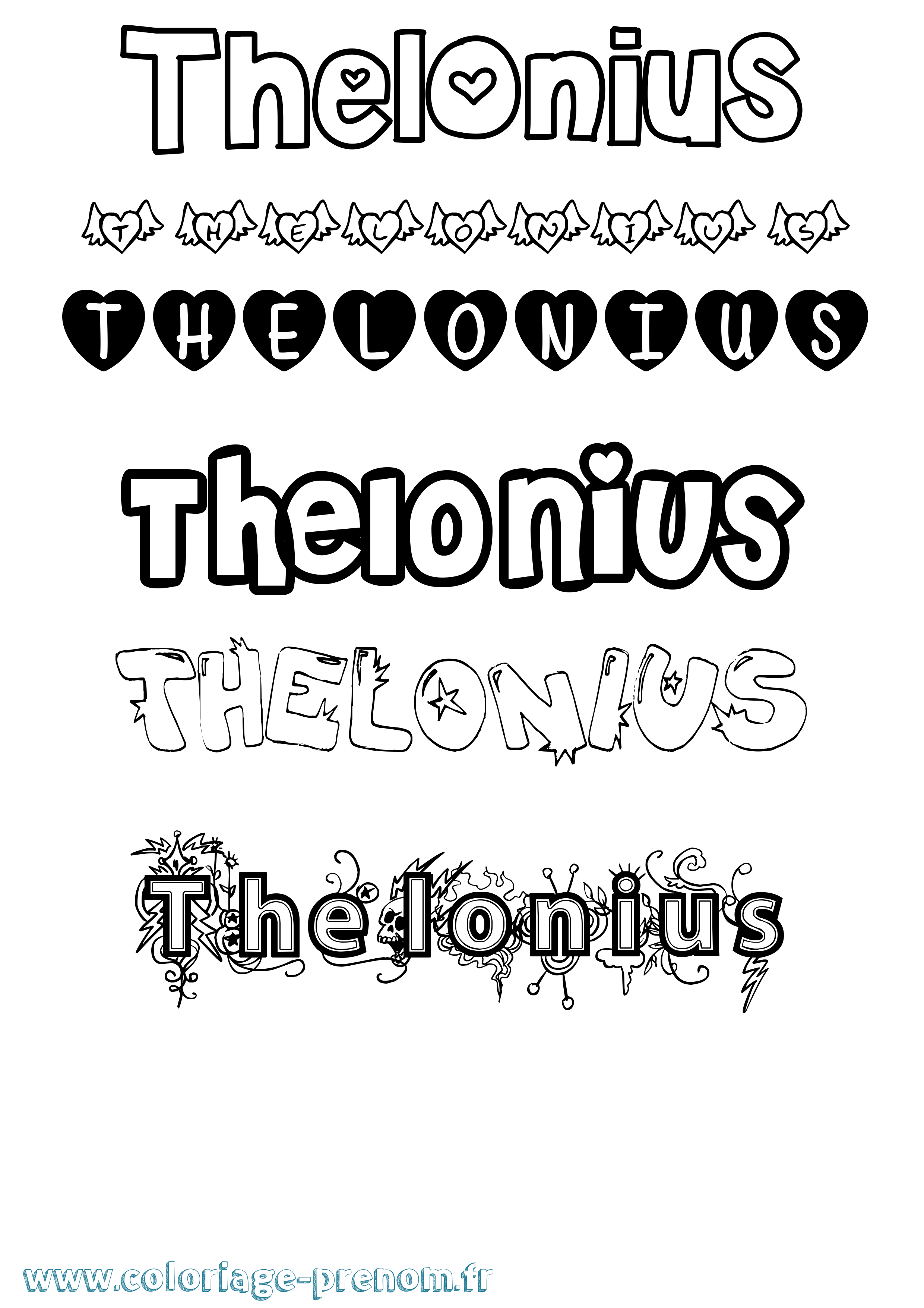 Coloriage Thelonius Girly Coloriage prénom Thelonius Girly