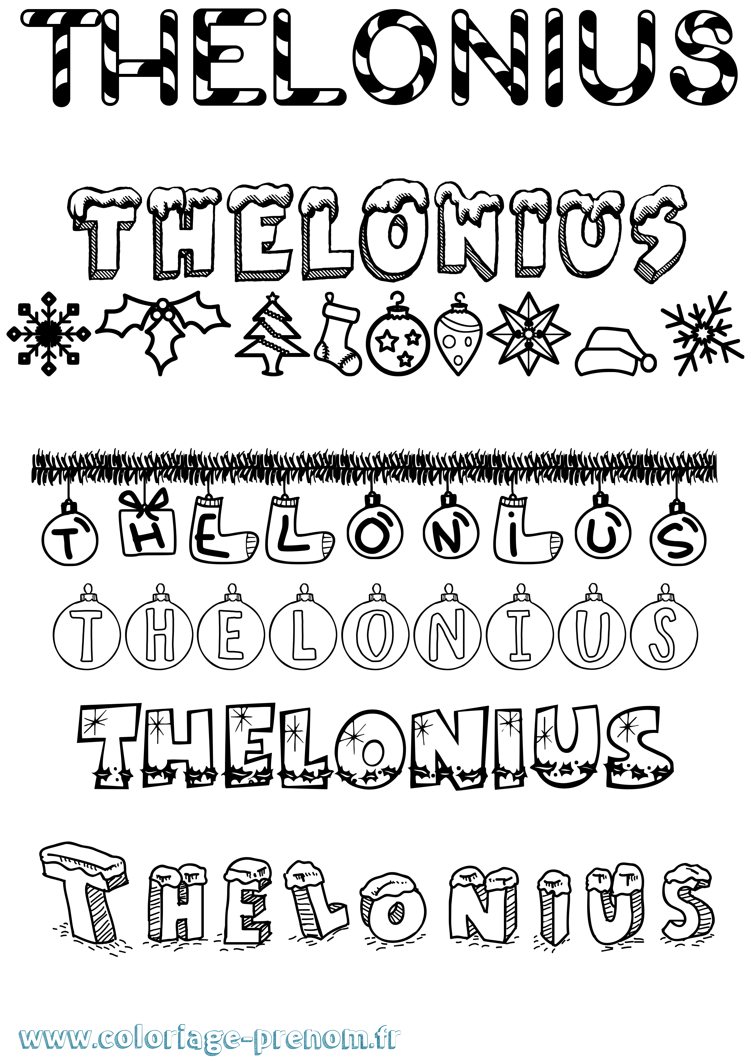 Coloriage Thelonius Noël Coloriage prénom Thelonius Noël