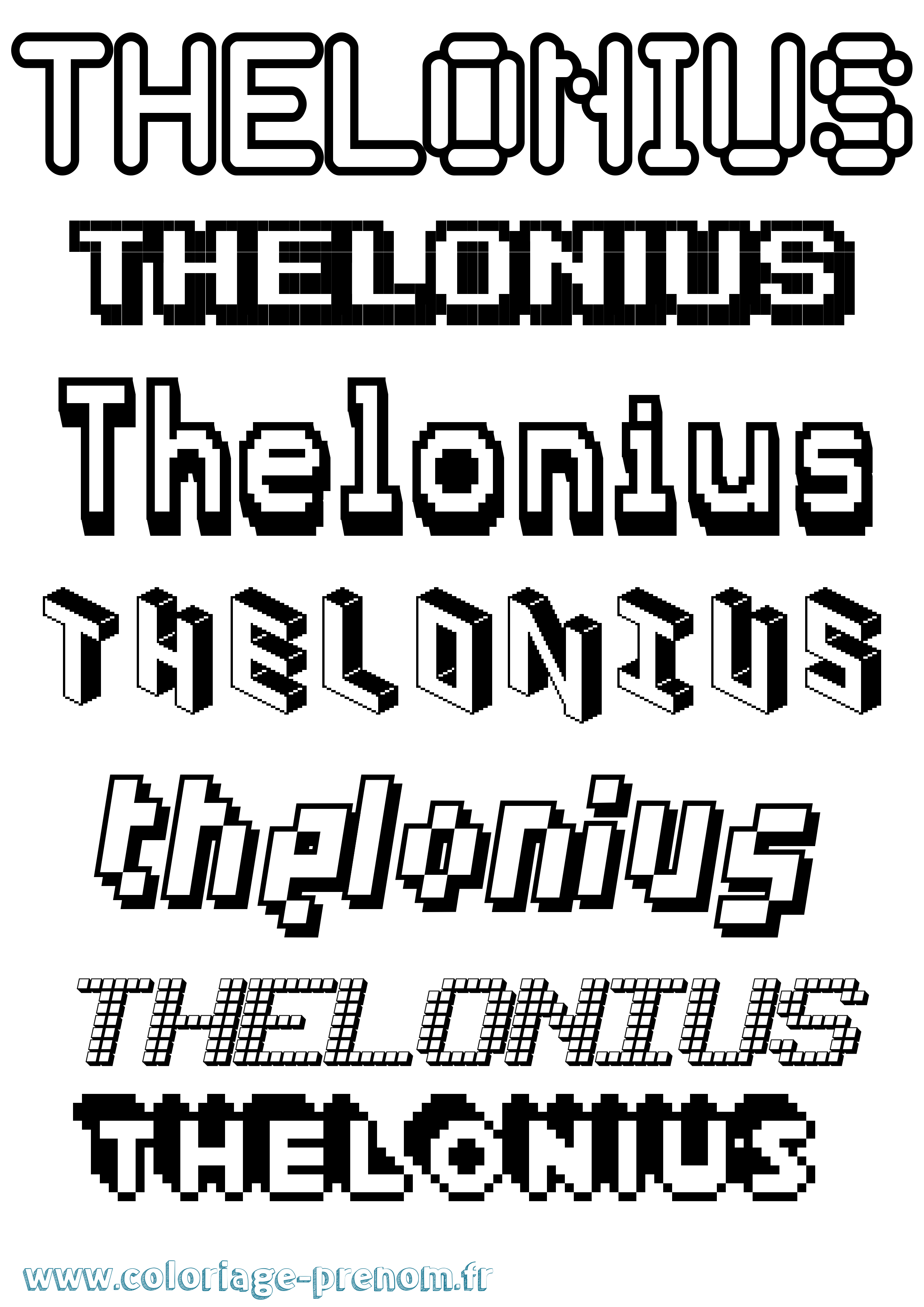 Coloriage Thelonius Pixel Coloriage prénom Thelonius Pixel