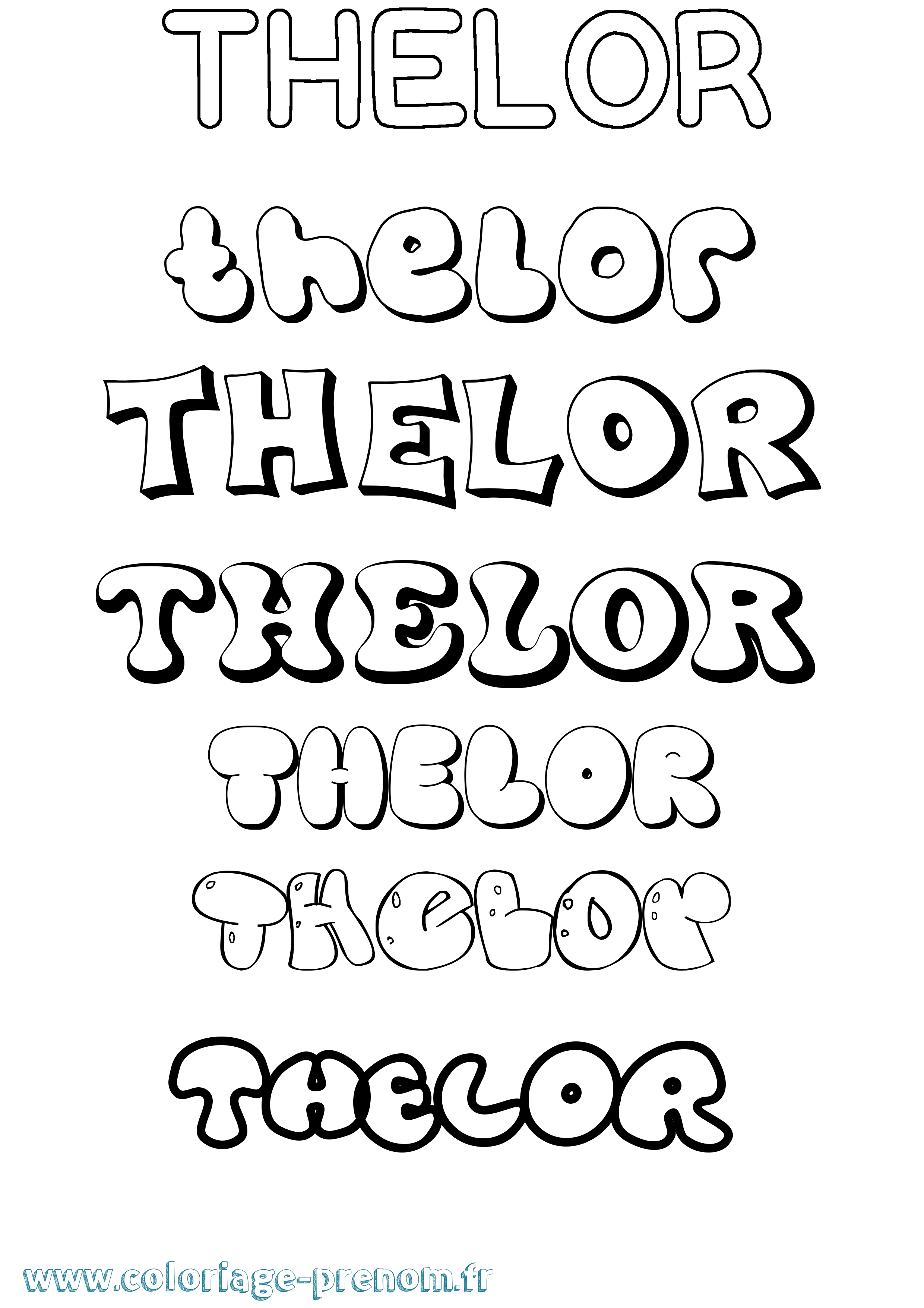 Coloriage Thelor Bubble Coloriage prénom Thelor Bubble