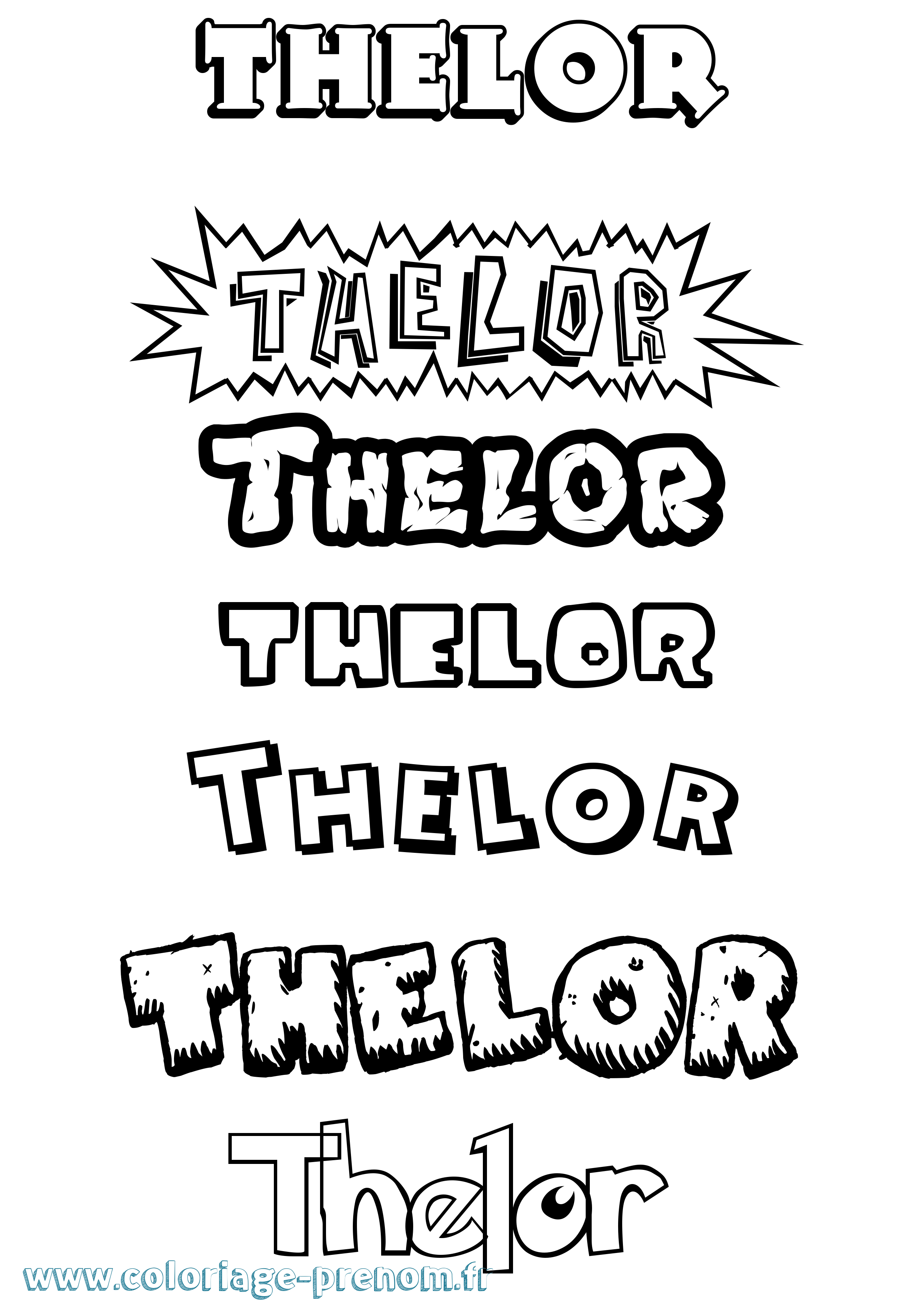 Coloriage Thelor Dessin Animé Coloriage prénom Thelor Dessin Animé
