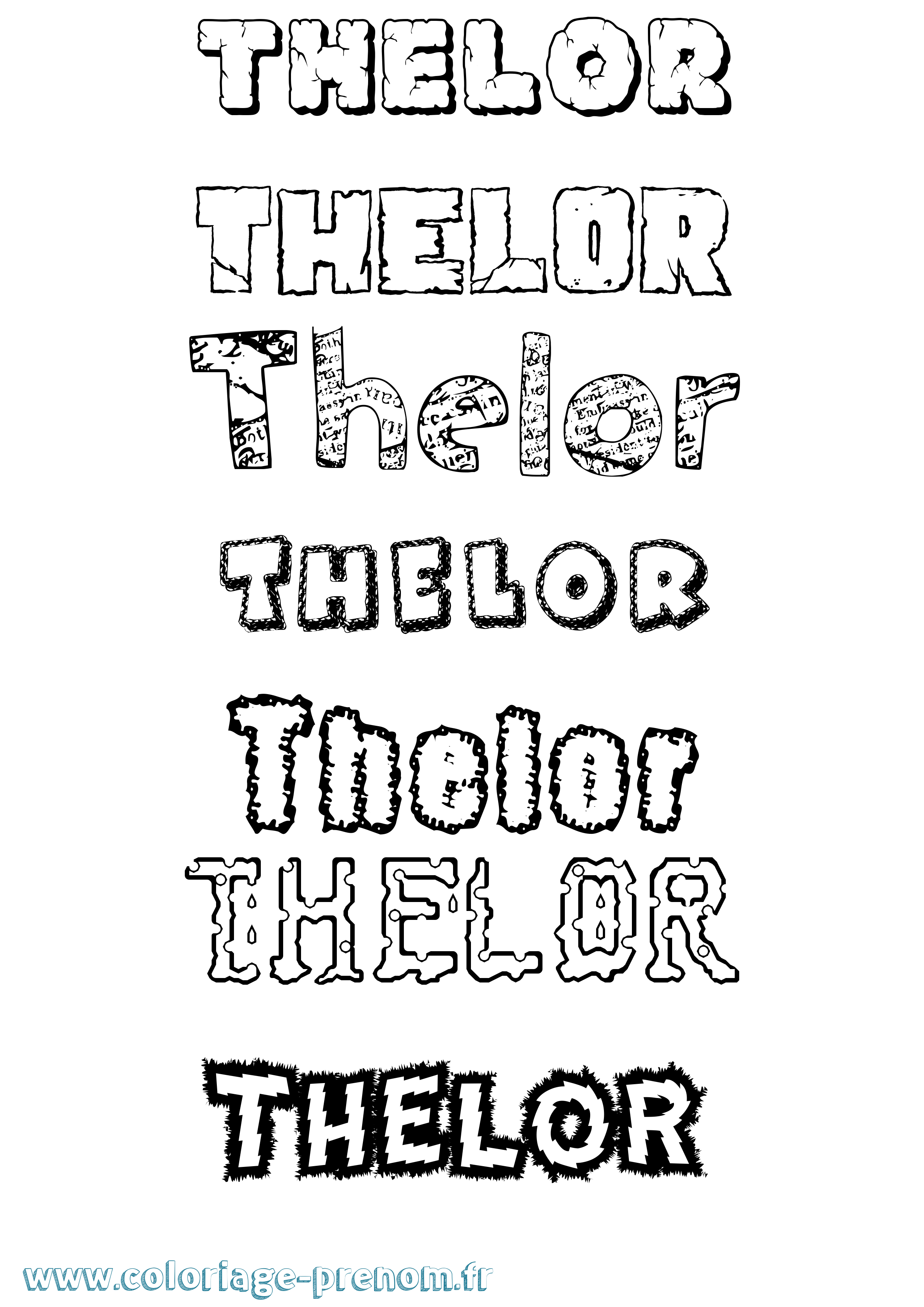 Coloriage Thelor Destructuré Coloriage prénom Thelor Destructuré