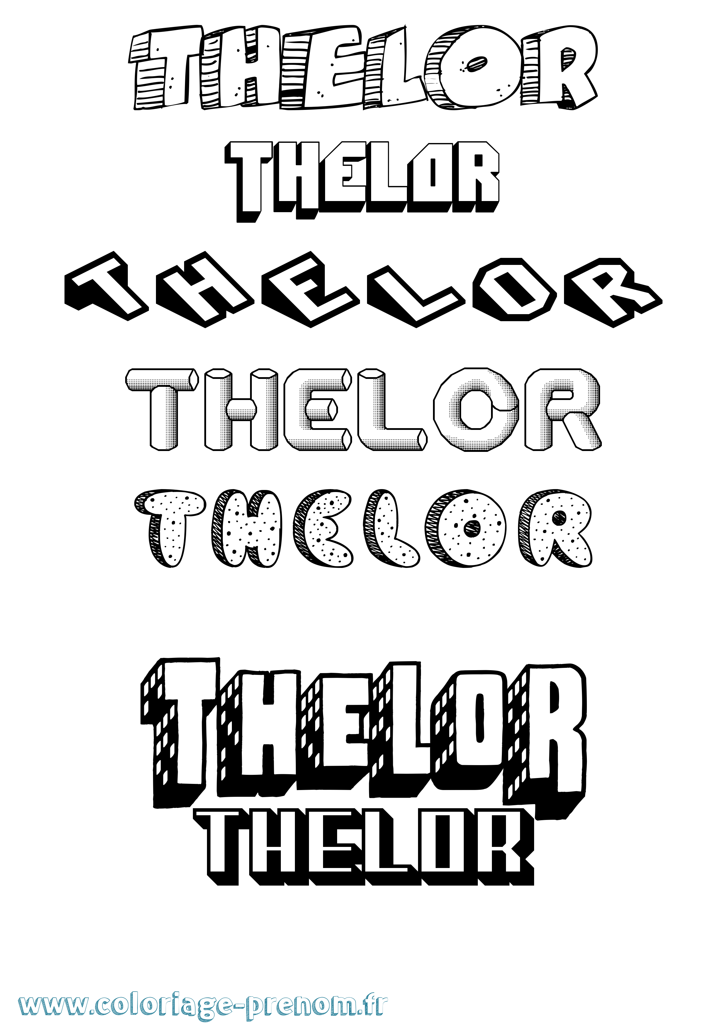 Coloriage Thelor Effet 3D Coloriage prénom Thelor Effet 3D