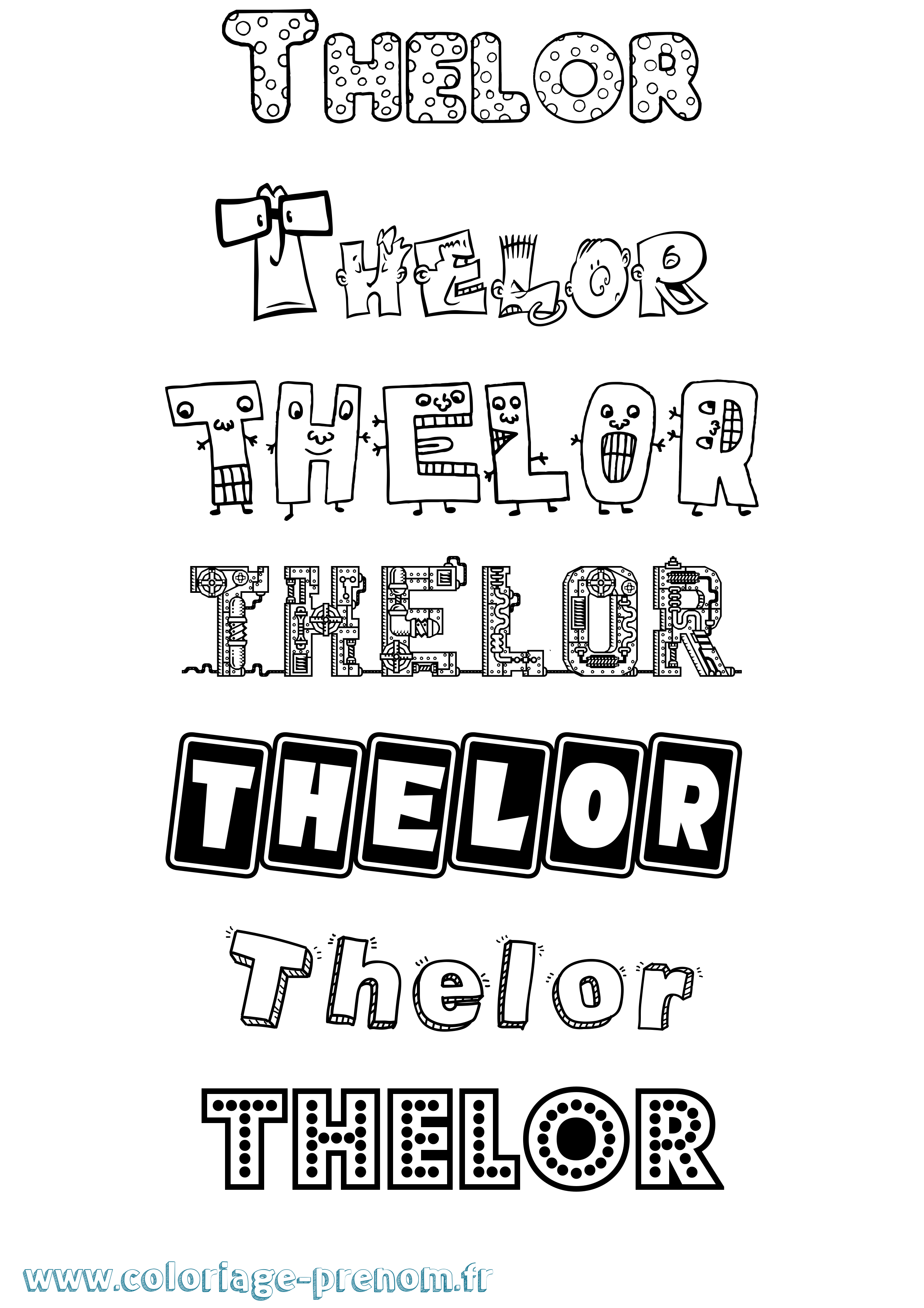Coloriage Thelor Fun Coloriage prénom Thelor Fun