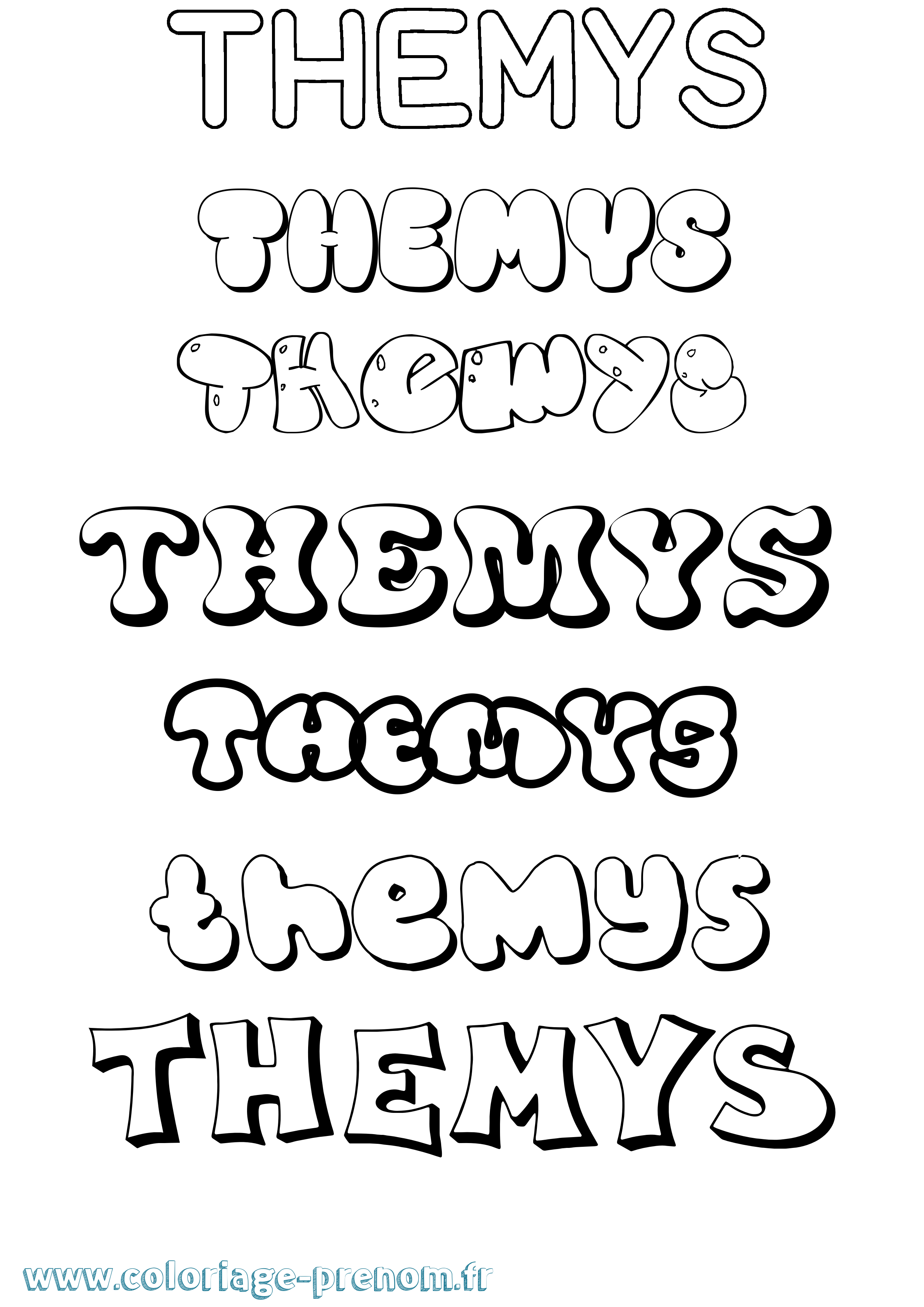 Coloriage Themys Bubble Coloriage prénom Themys Bubble