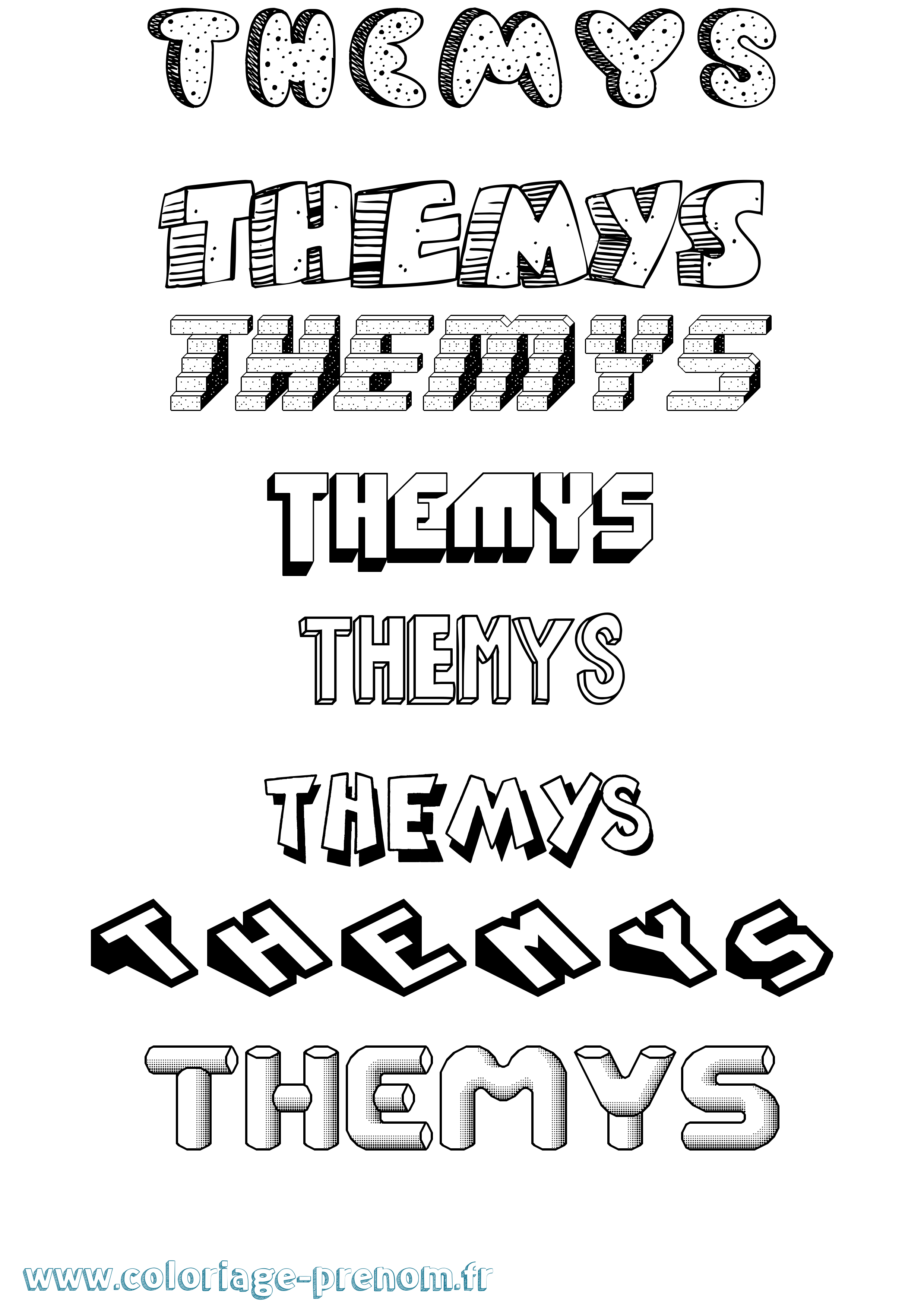 Coloriage Themys Effet 3D Coloriage prénom Themys Effet 3D