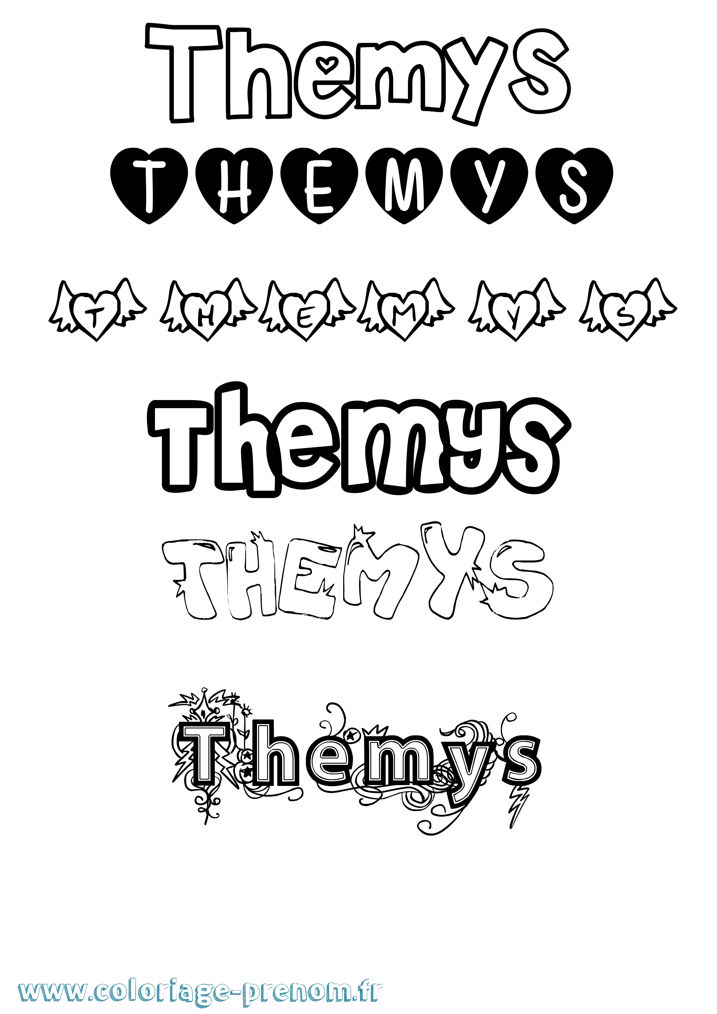 Coloriage Themys Girly Coloriage prénom Themys Girly