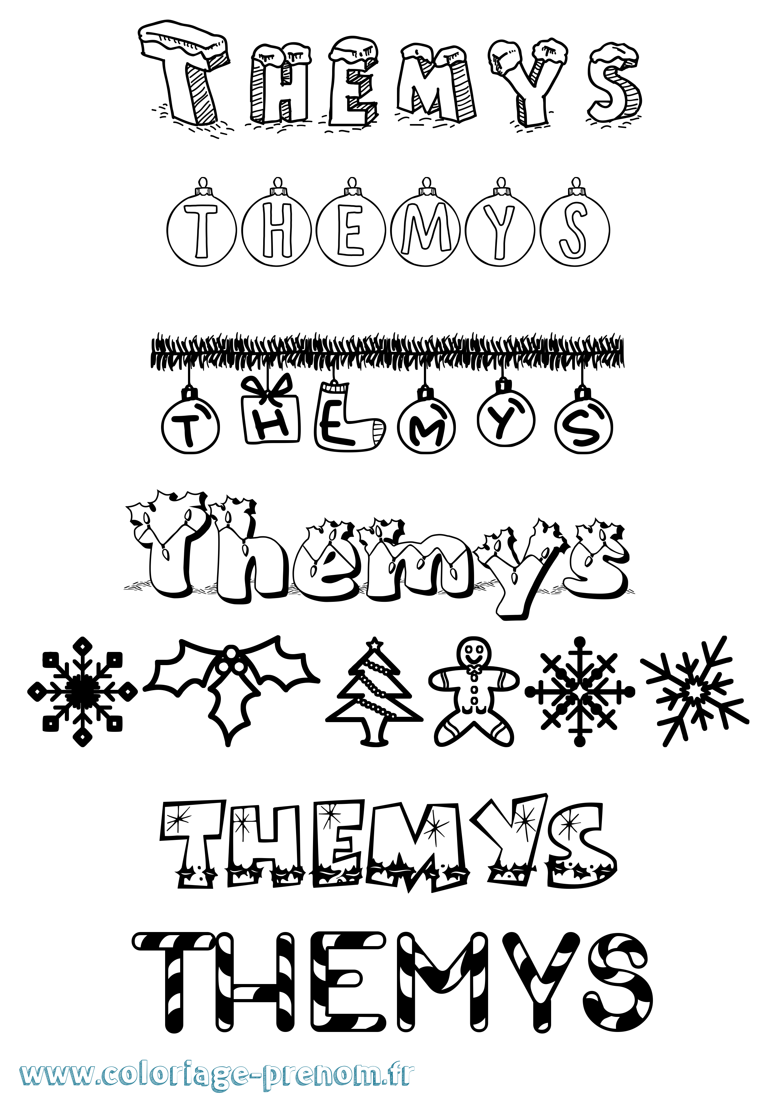 Coloriage Themys Noël Coloriage prénom Themys Noël