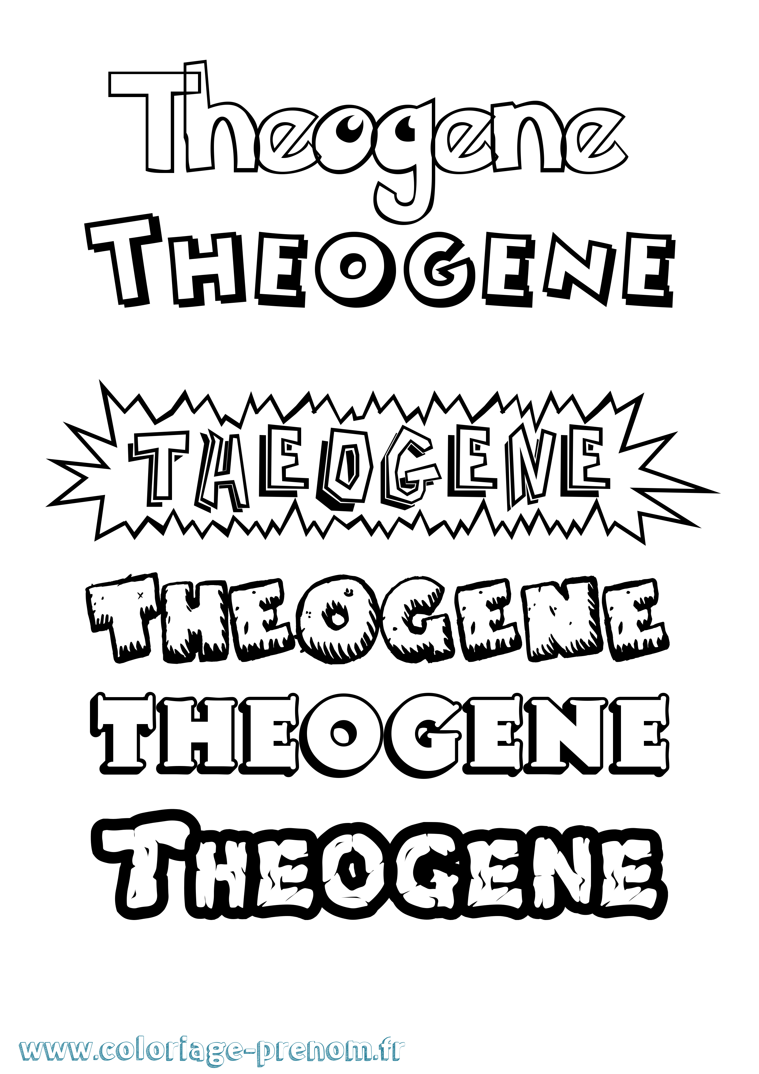 Coloriage Theogene Dessin Animé Coloriage prénom Theogene Dessin Animé