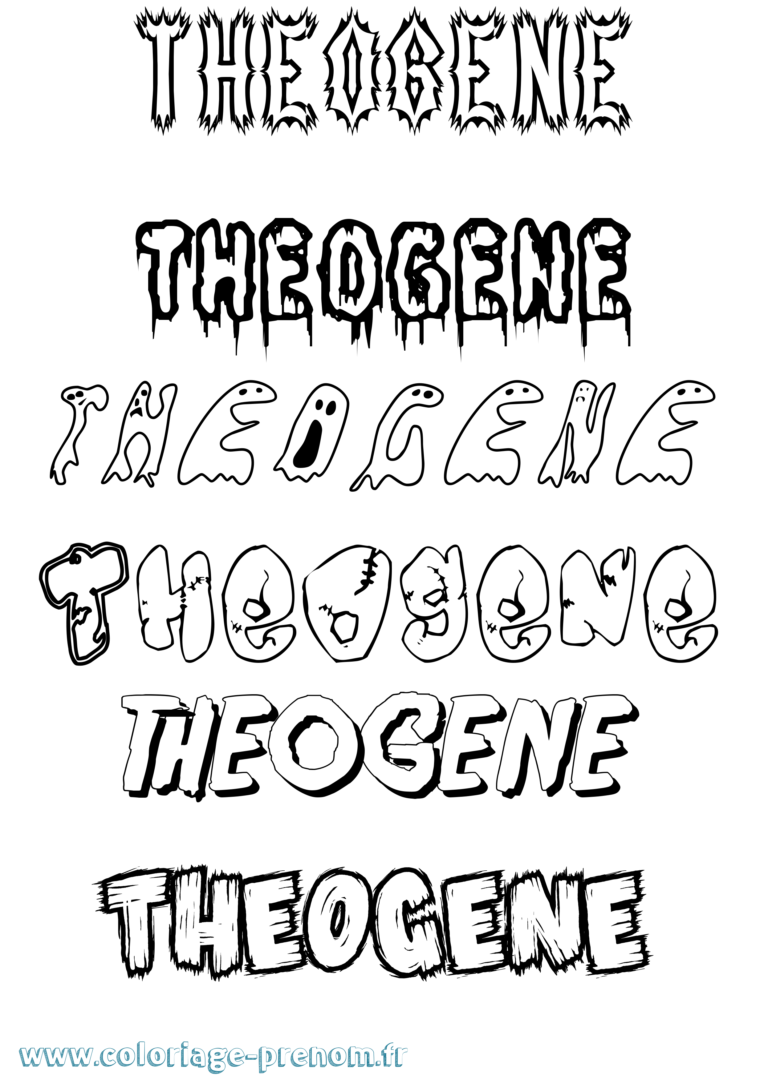 Coloriage Theogene Frisson Coloriage prénom Theogene Frisson
