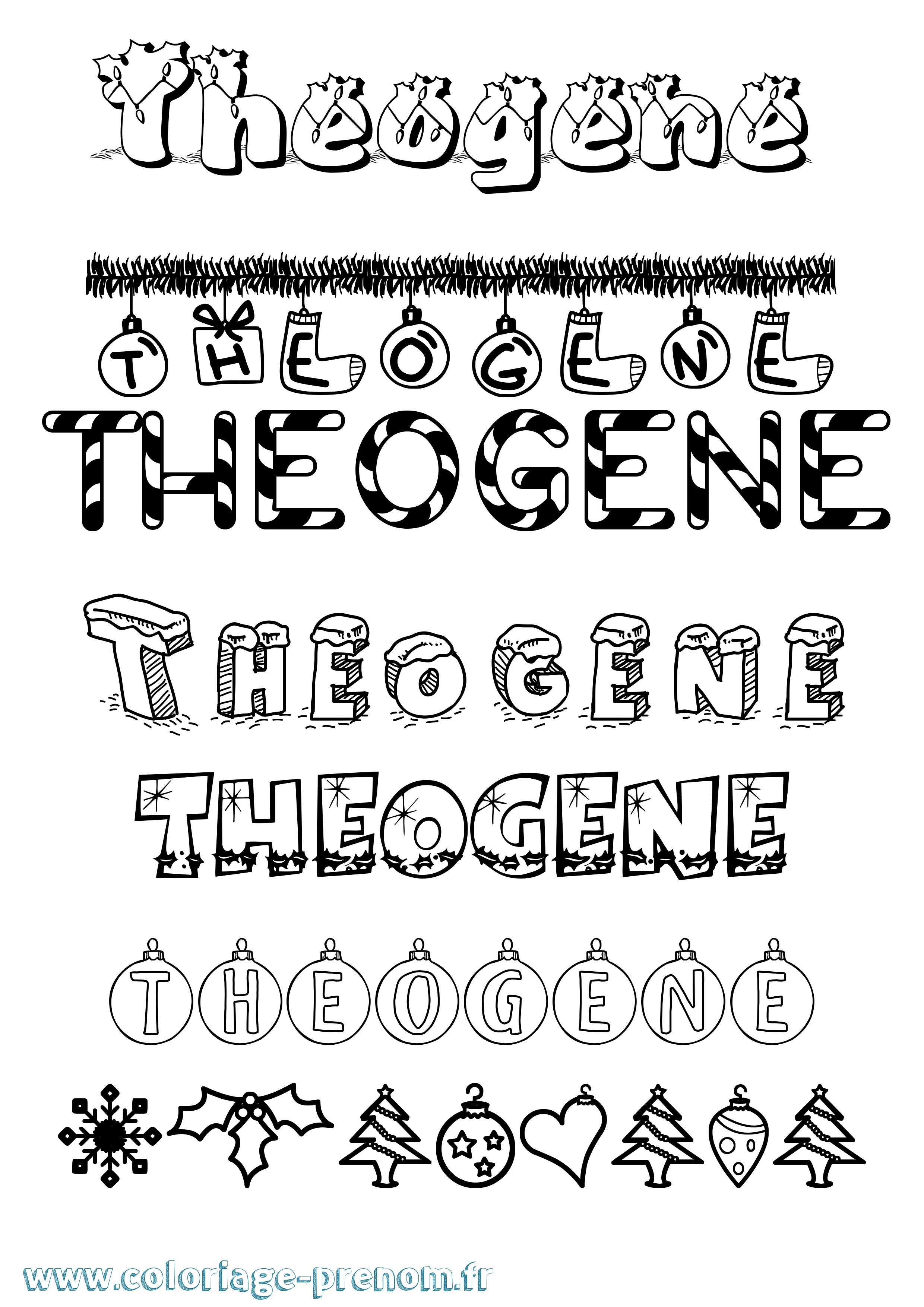 Coloriage Theogene Noël Coloriage prénom Theogene Noël