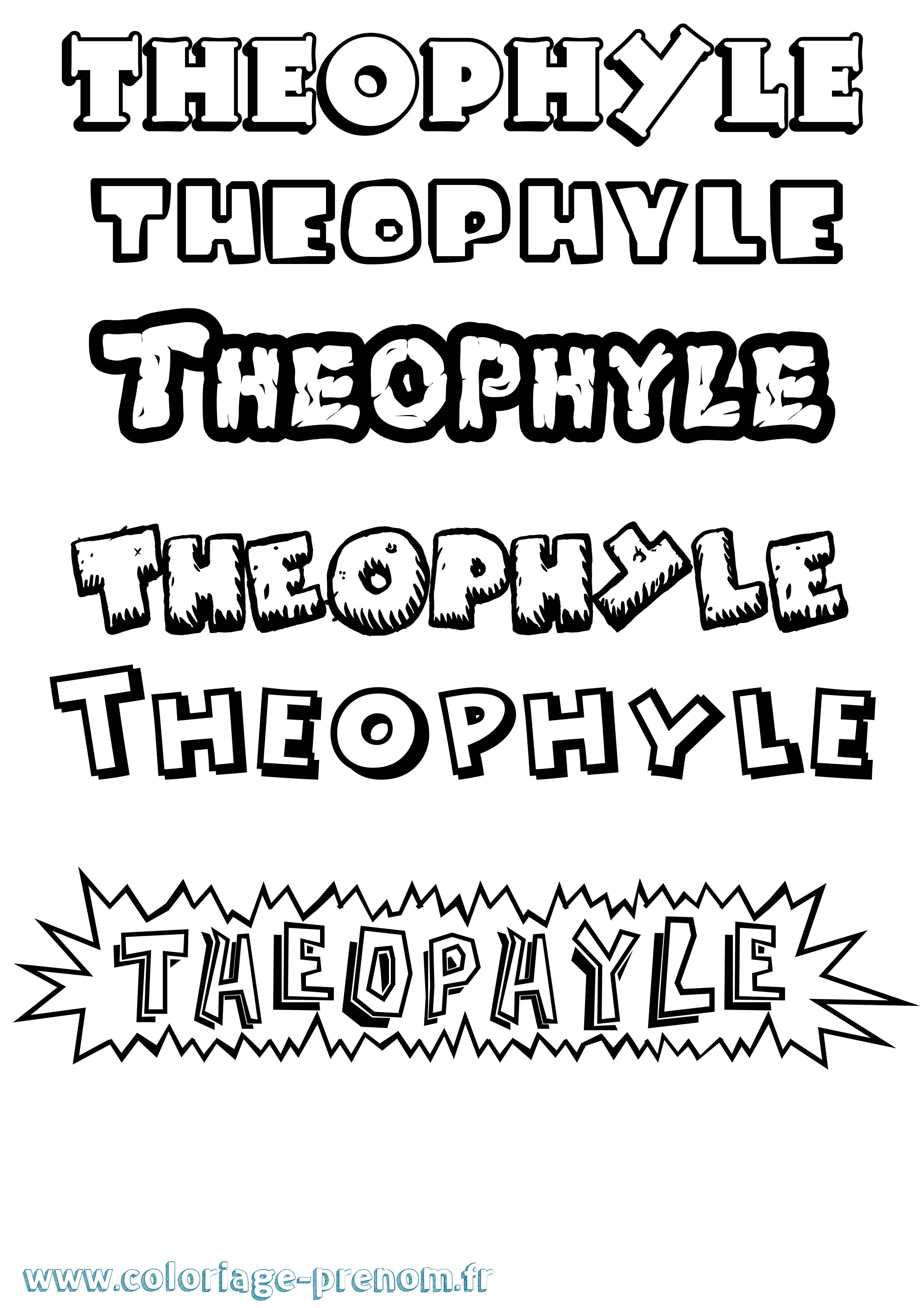 Coloriage Theophyle Dessin Animé Coloriage prénom Theophyle Dessin Animé