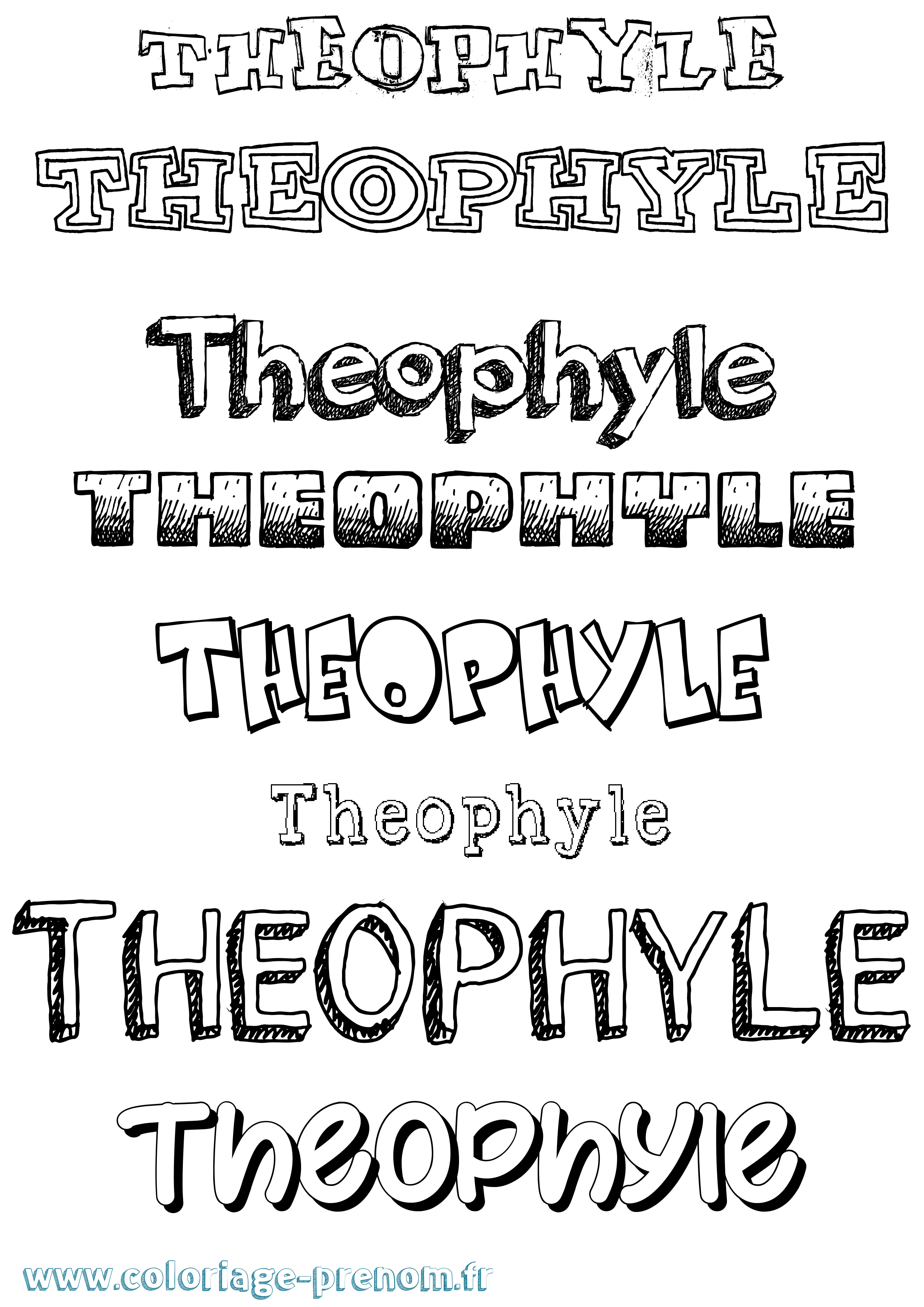 Coloriage Theophyle Dessiné Coloriage prénom Theophyle Dessiné