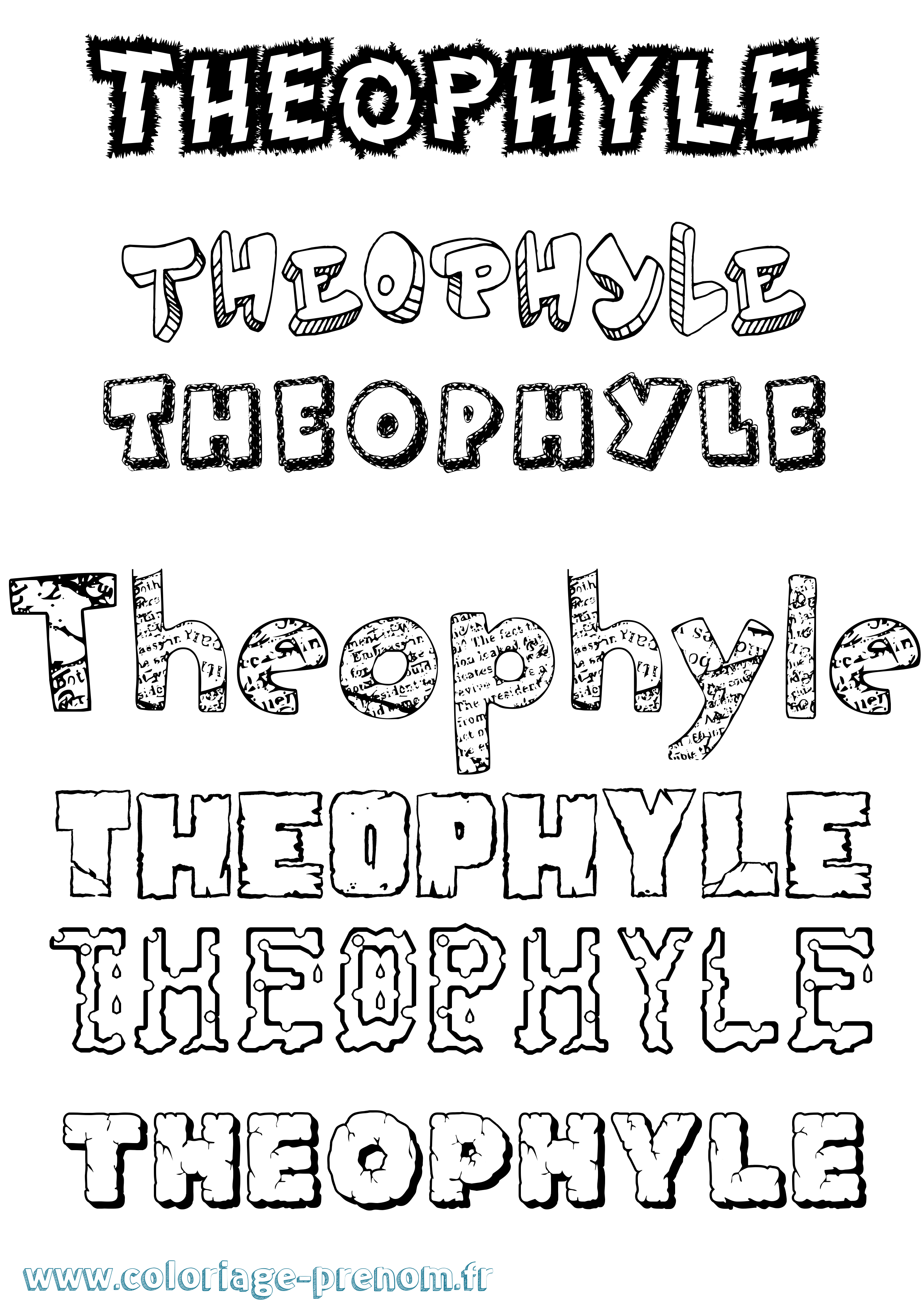 Coloriage Theophyle Destructuré Coloriage prénom Theophyle Destructuré