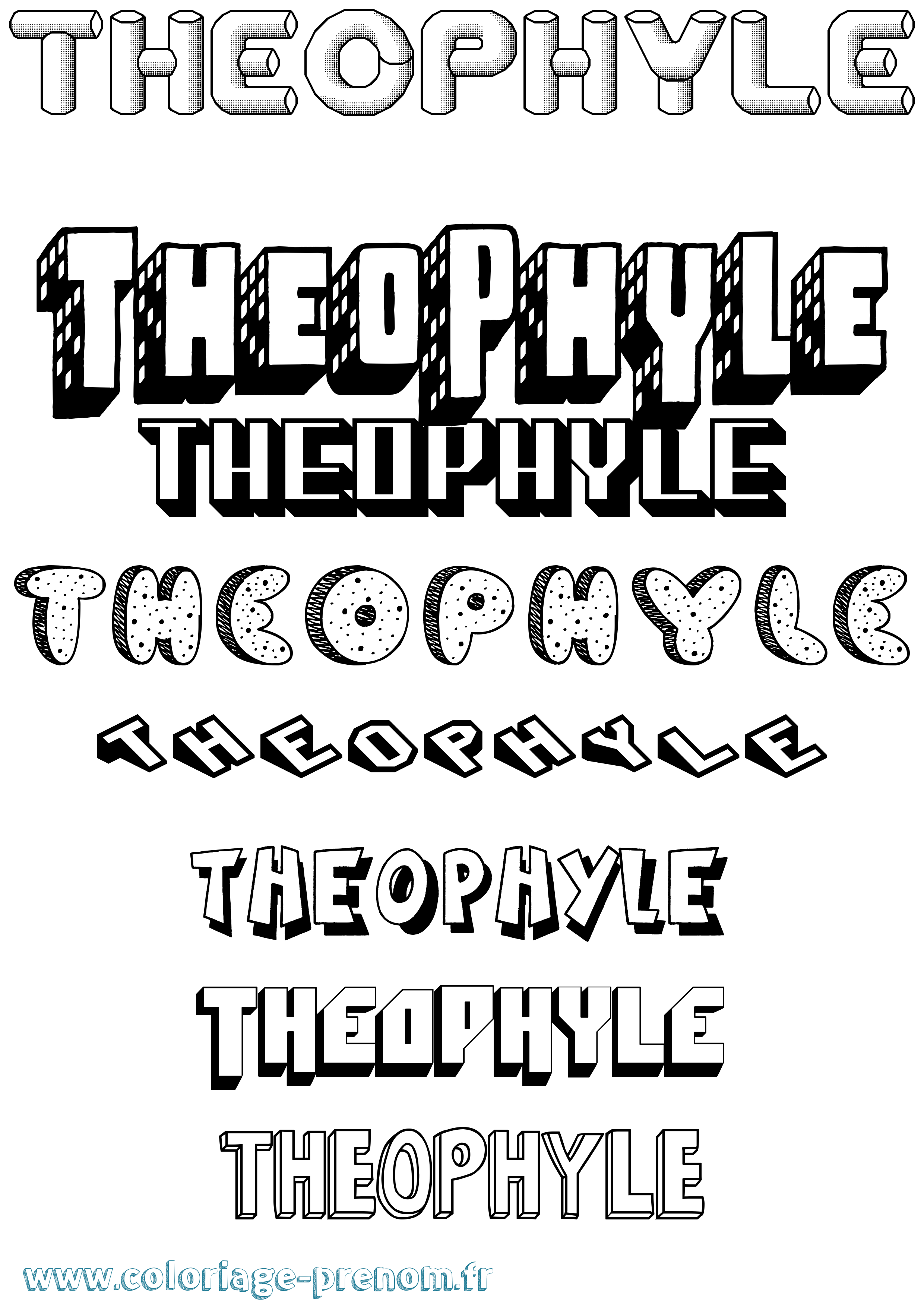 Coloriage Theophyle Effet 3D Coloriage prénom Theophyle Effet 3D