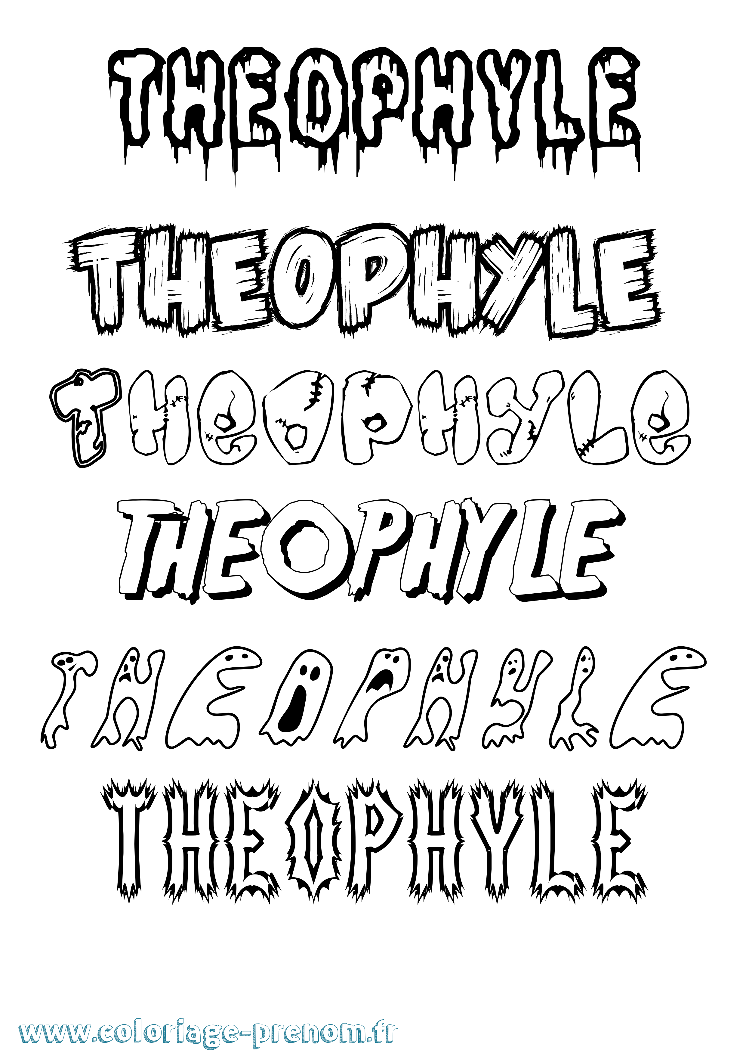 Coloriage Theophyle Frisson Coloriage prénom Theophyle Frisson