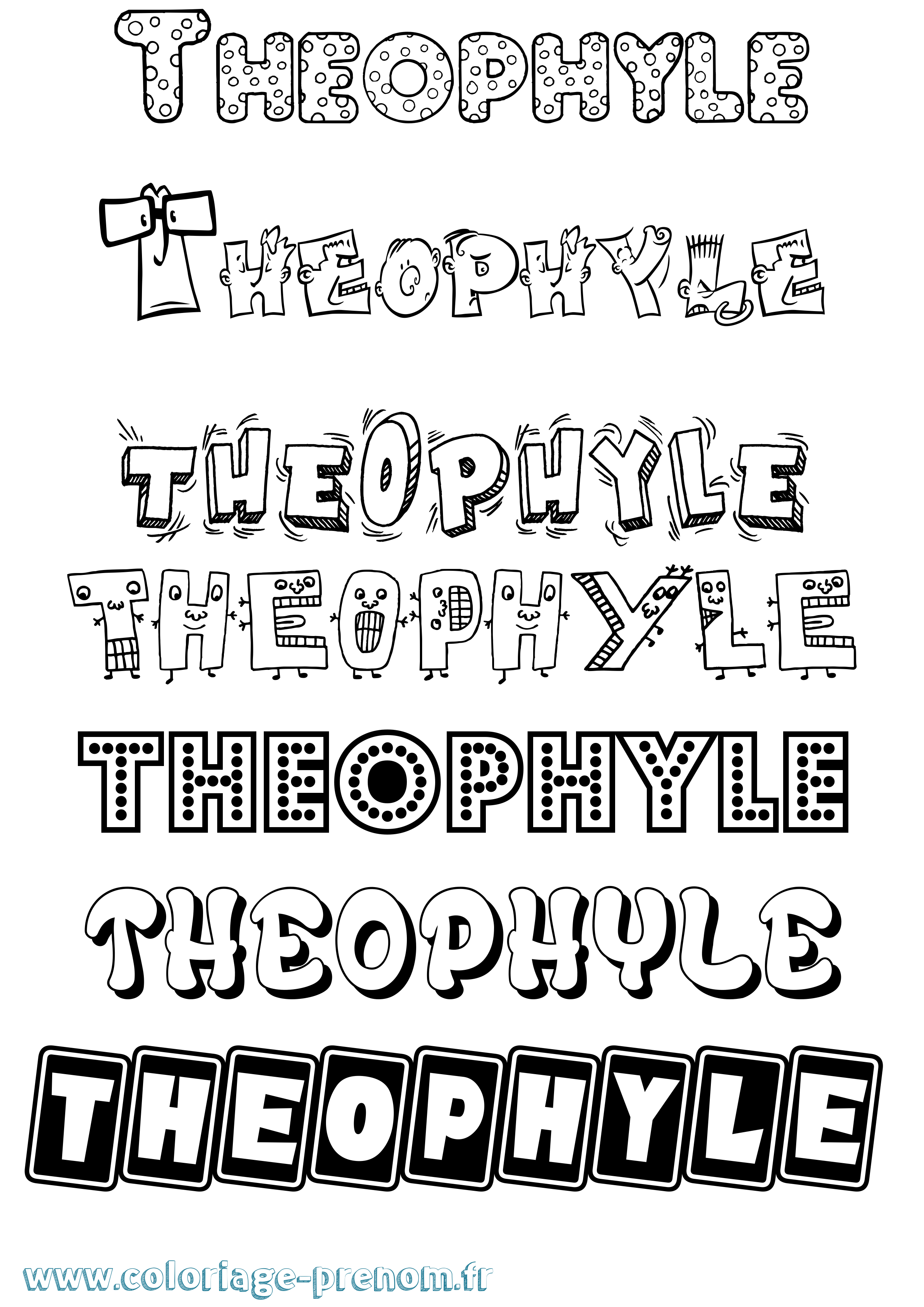Coloriage Theophyle Fun Coloriage prénom Theophyle Fun