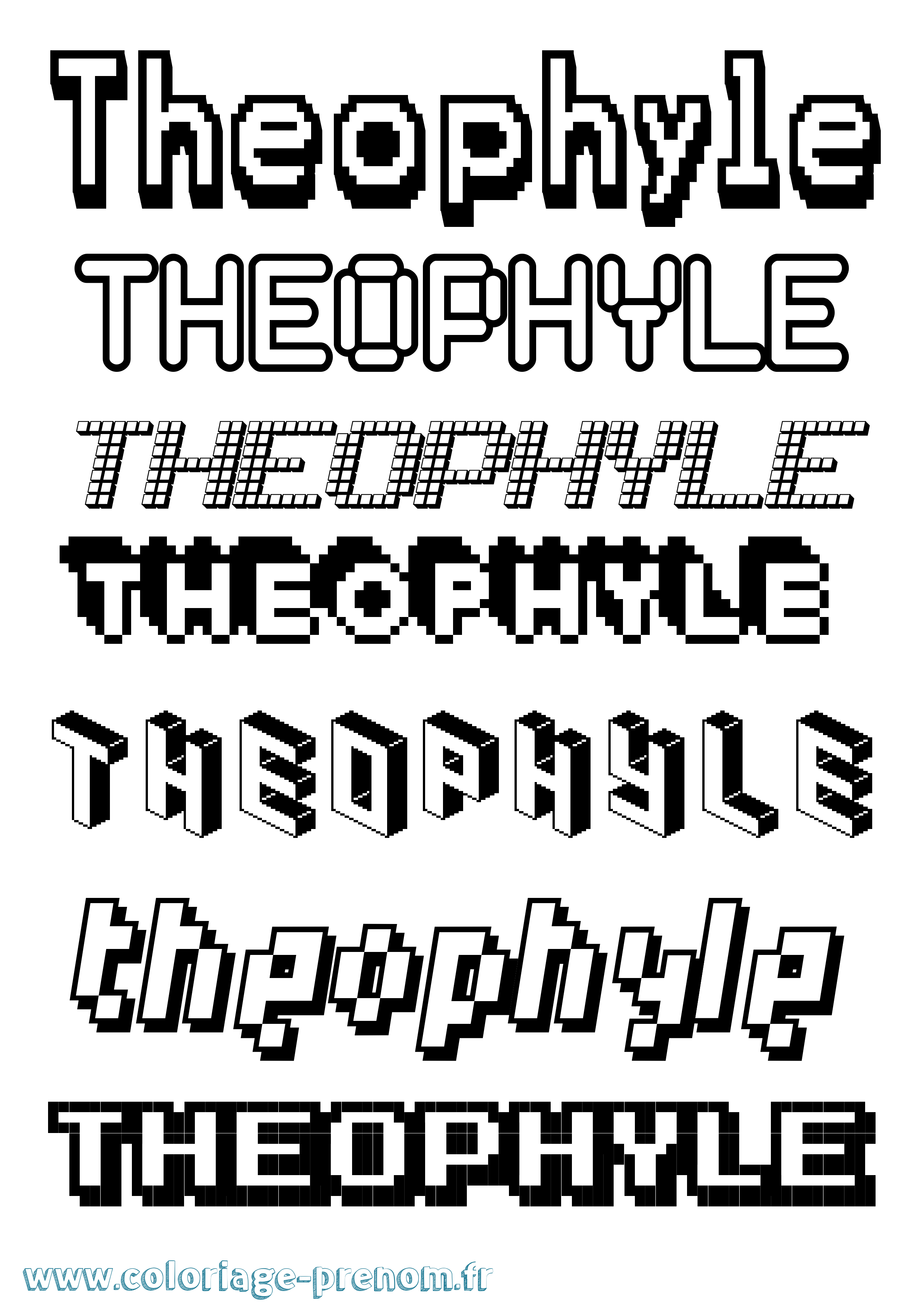 Coloriage Theophyle Pixel Coloriage prénom Theophyle Pixel