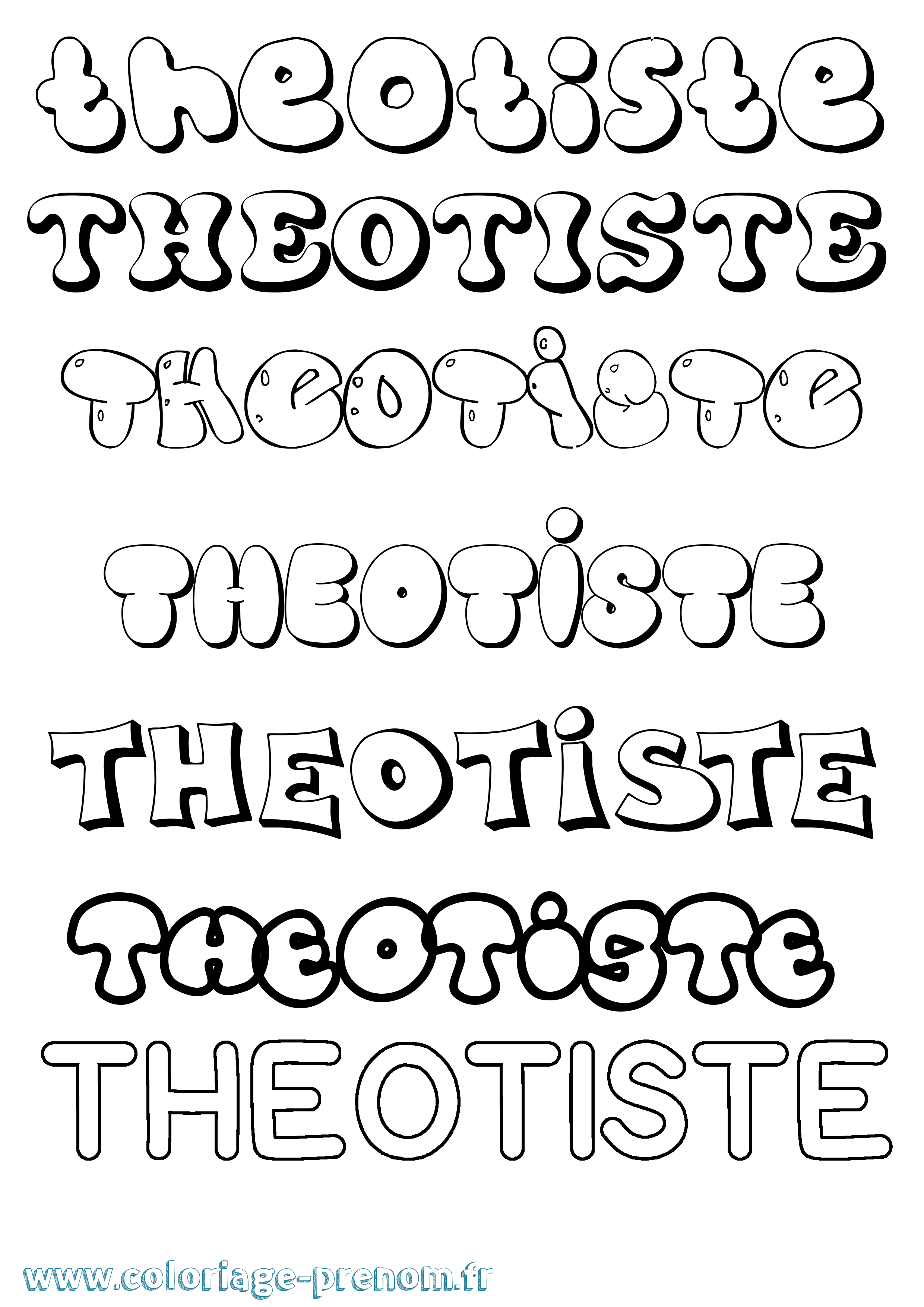 Coloriage Theotiste Bubble Coloriage prénom Theotiste Bubble
