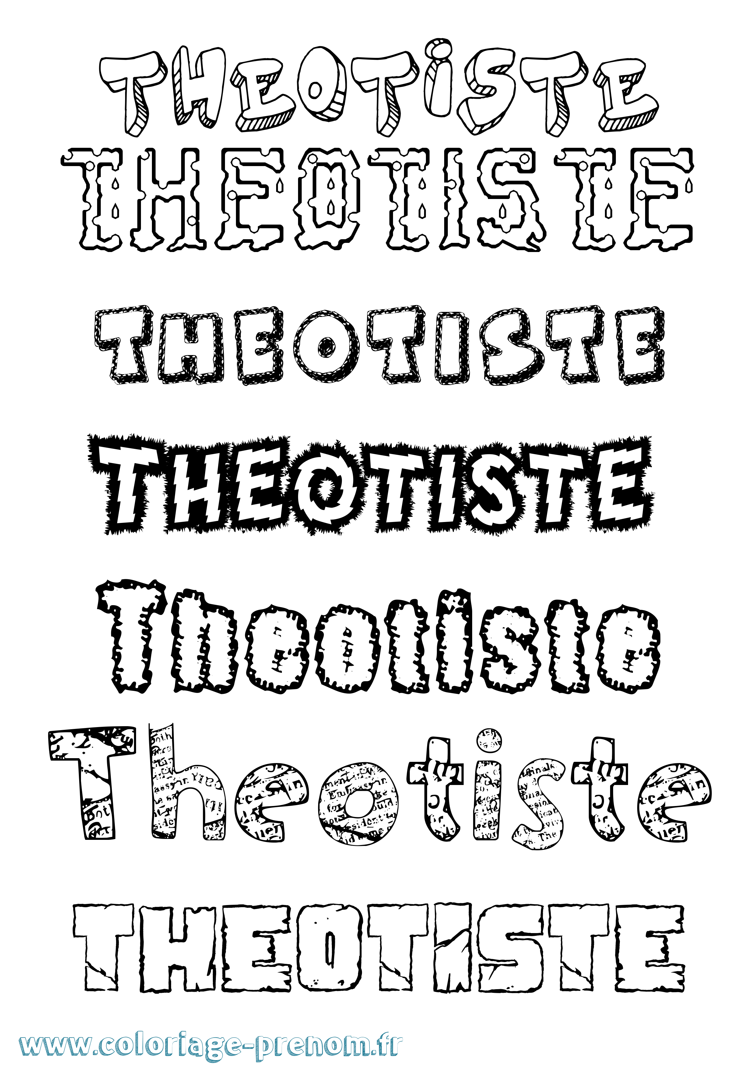 Coloriage Theotiste Destructuré Coloriage prénom Theotiste Destructuré