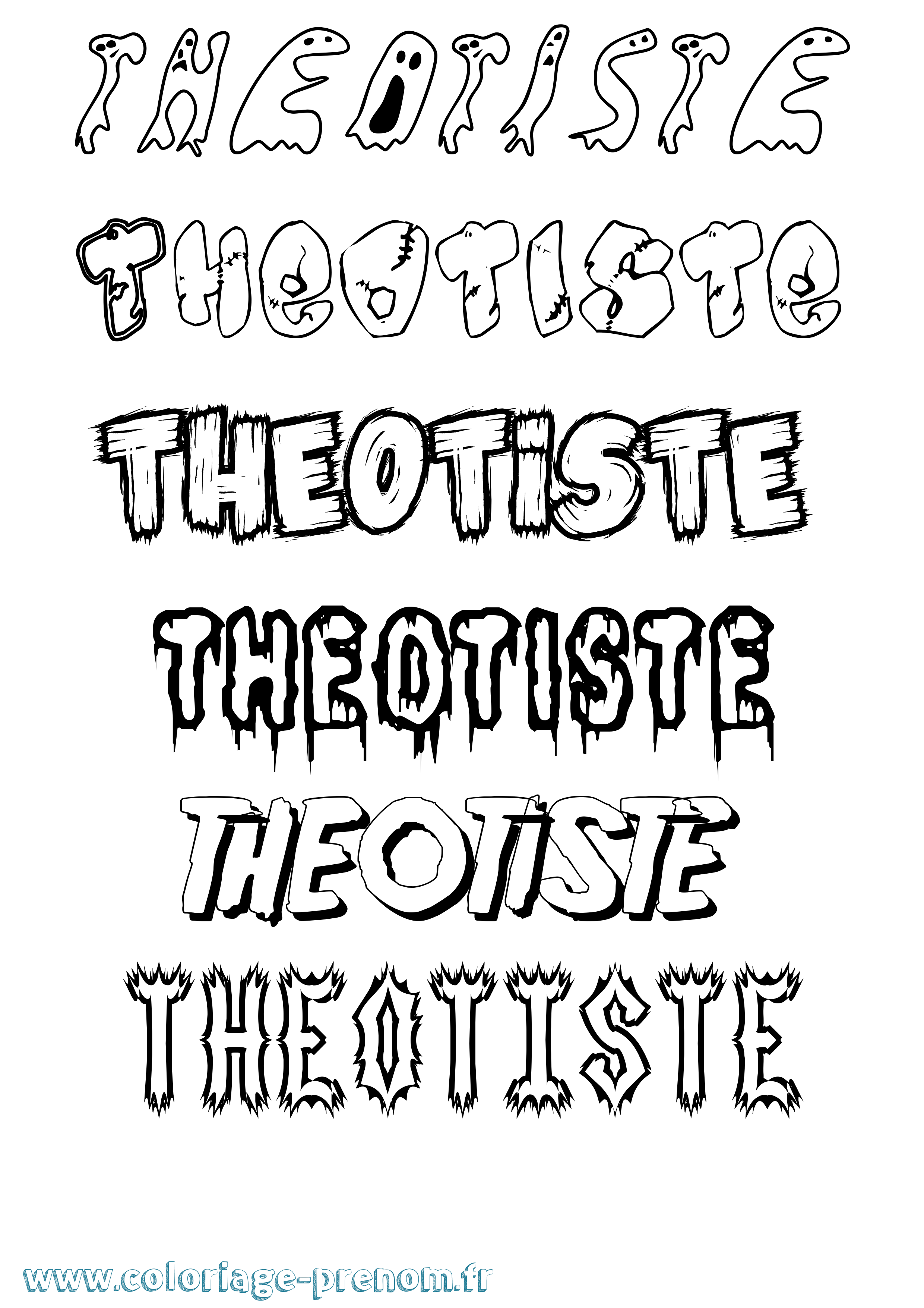 Coloriage Theotiste Frisson Coloriage prénom Theotiste Frisson