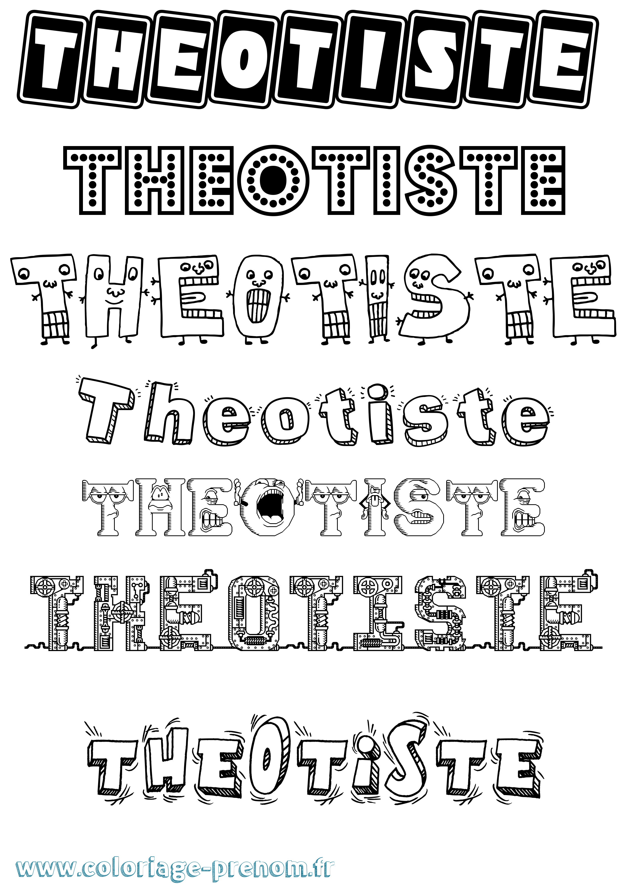 Coloriage Theotiste Fun Coloriage prénom Theotiste Fun