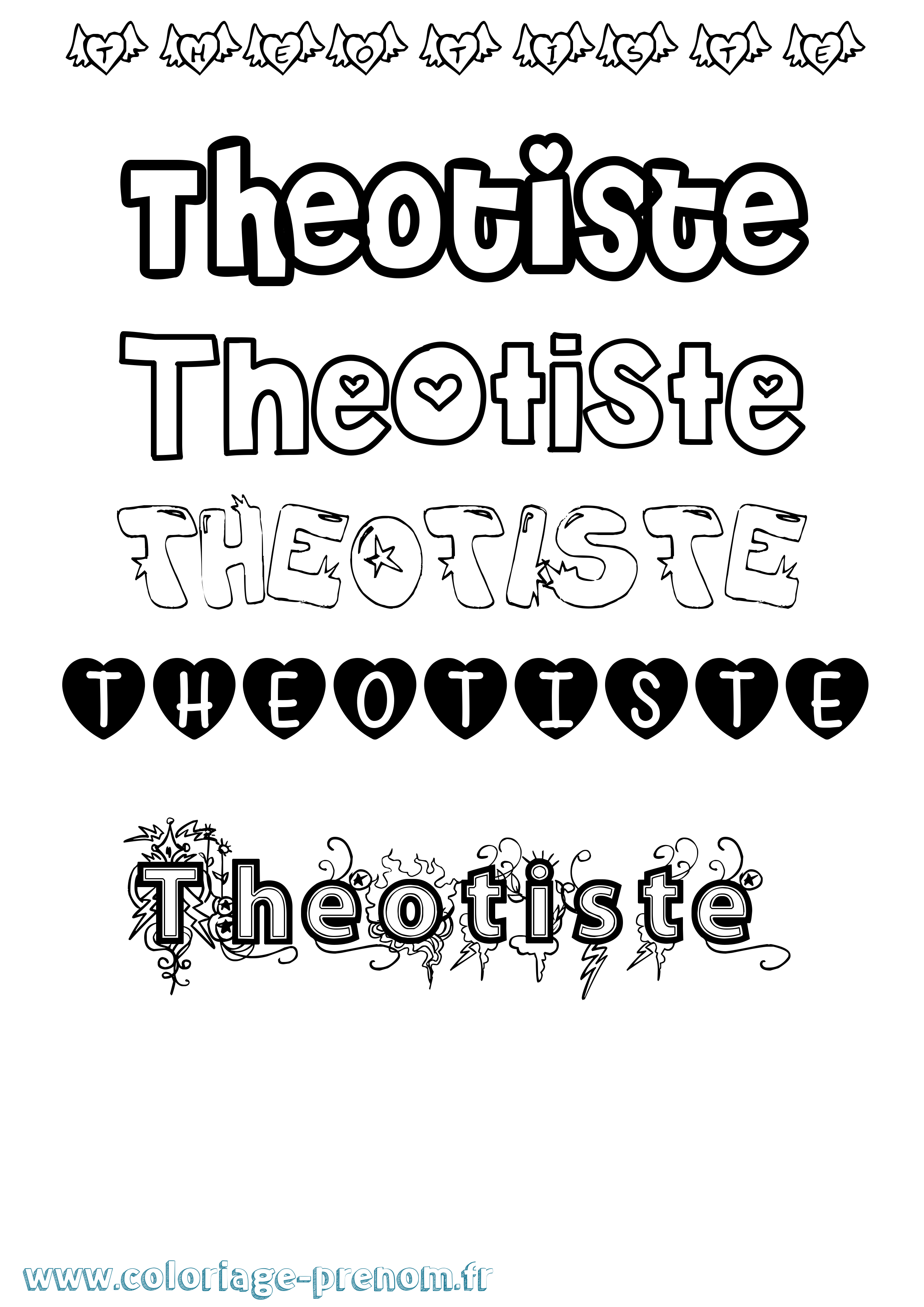 Coloriage Theotiste Girly Coloriage prénom Theotiste Girly