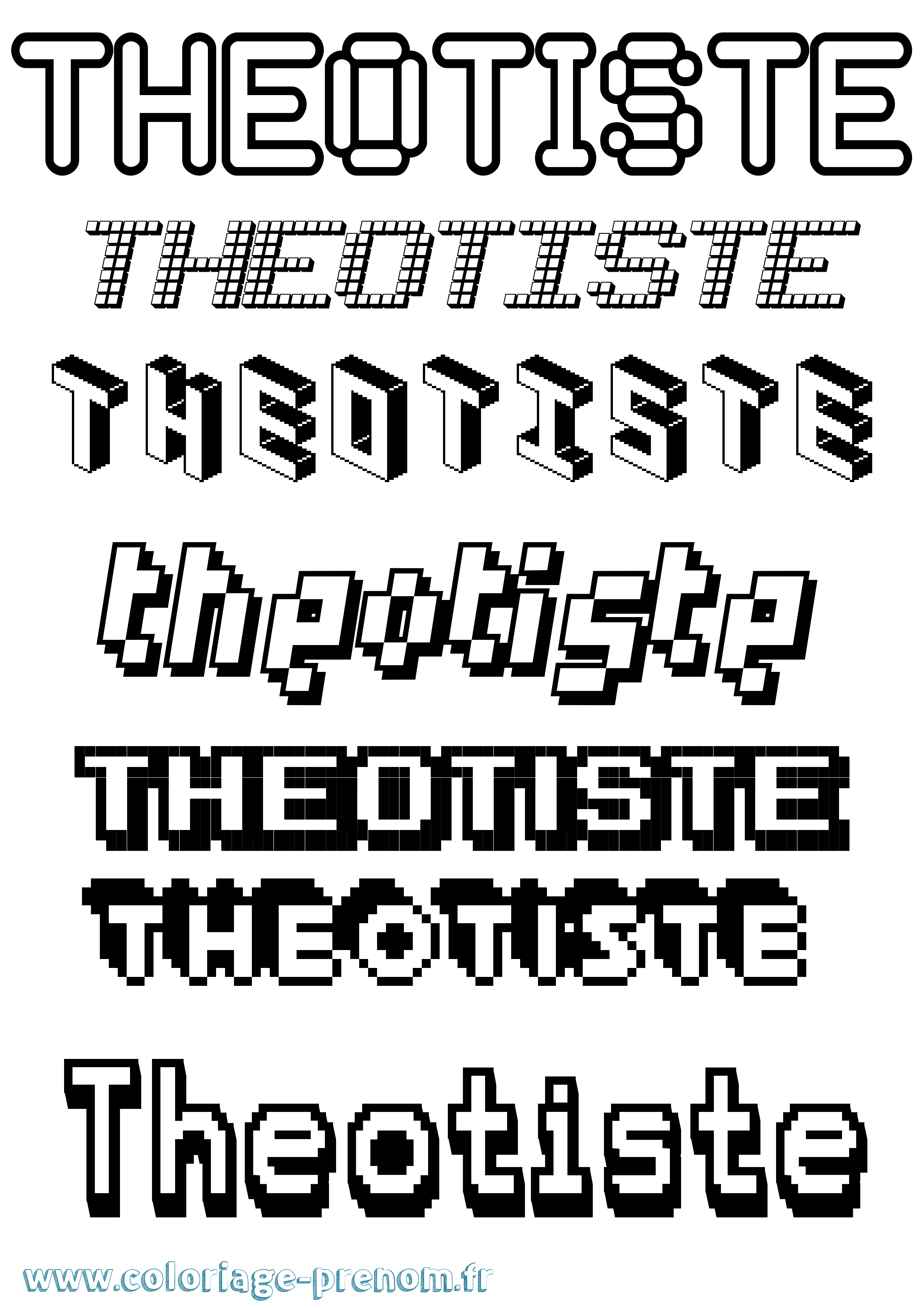 Coloriage Theotiste Pixel Coloriage prénom Theotiste Pixel
