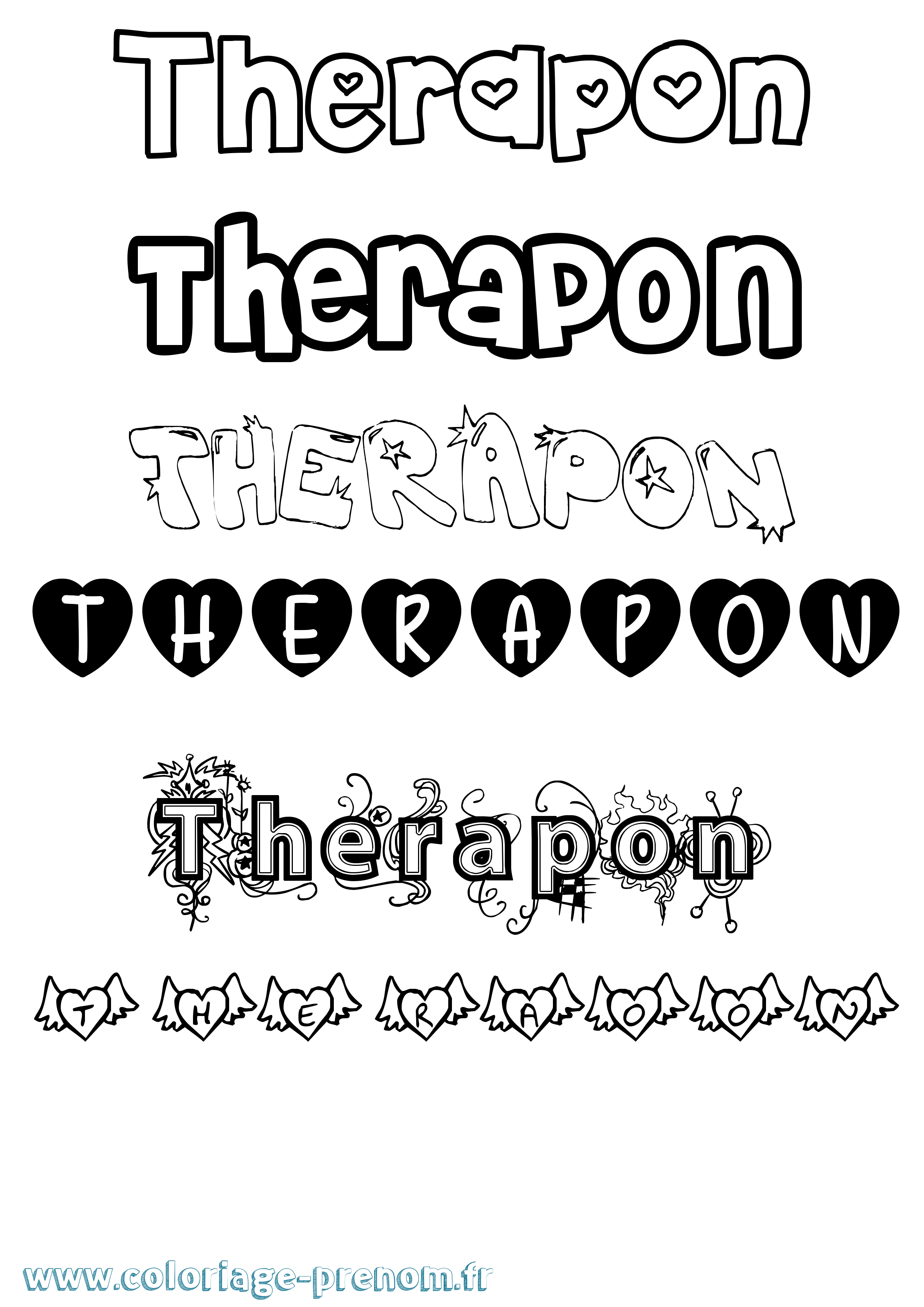 Coloriage Therapon Girly Coloriage prénom Therapon Girly