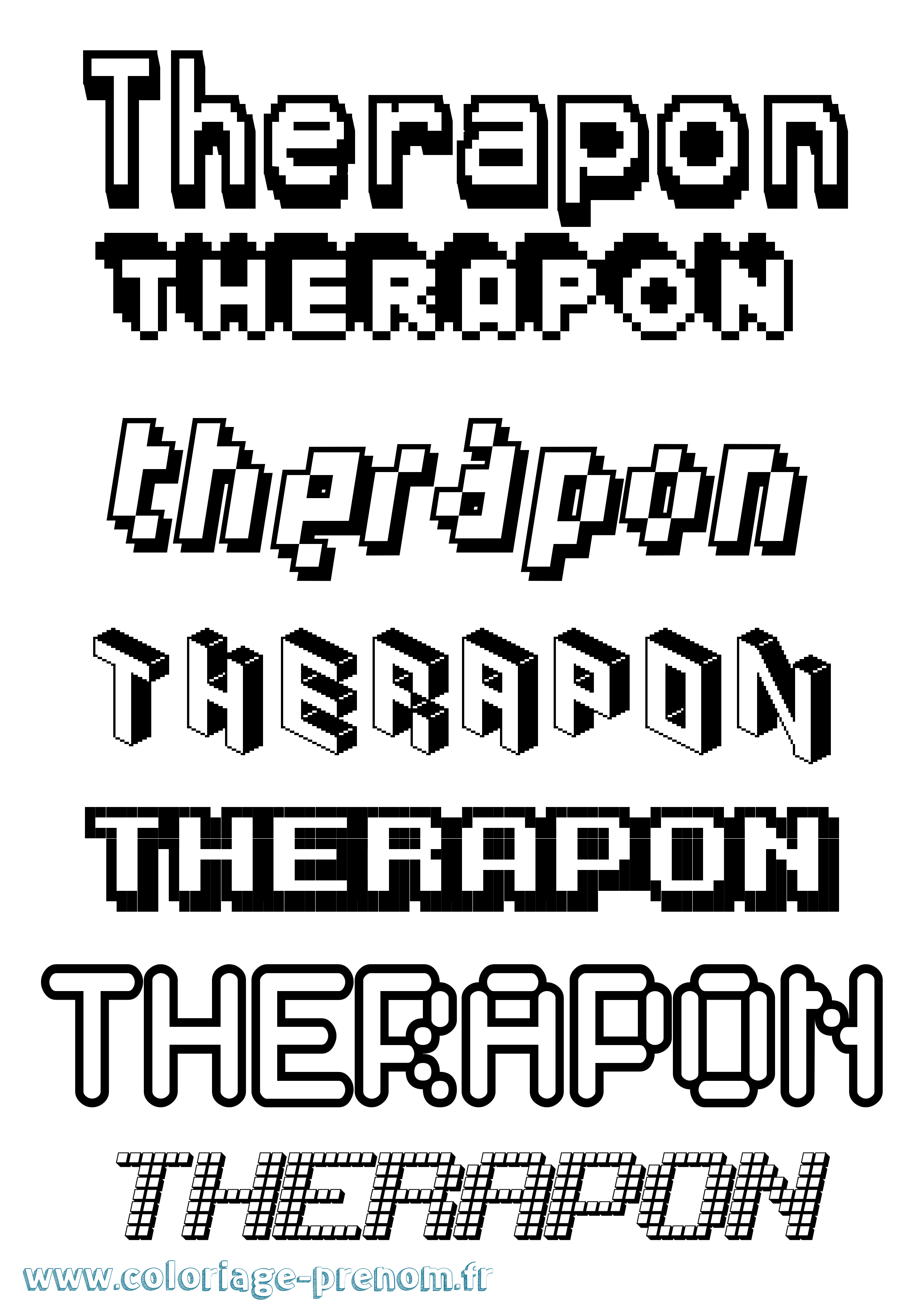 Coloriage Therapon Pixel Coloriage prénom Therapon Pixel