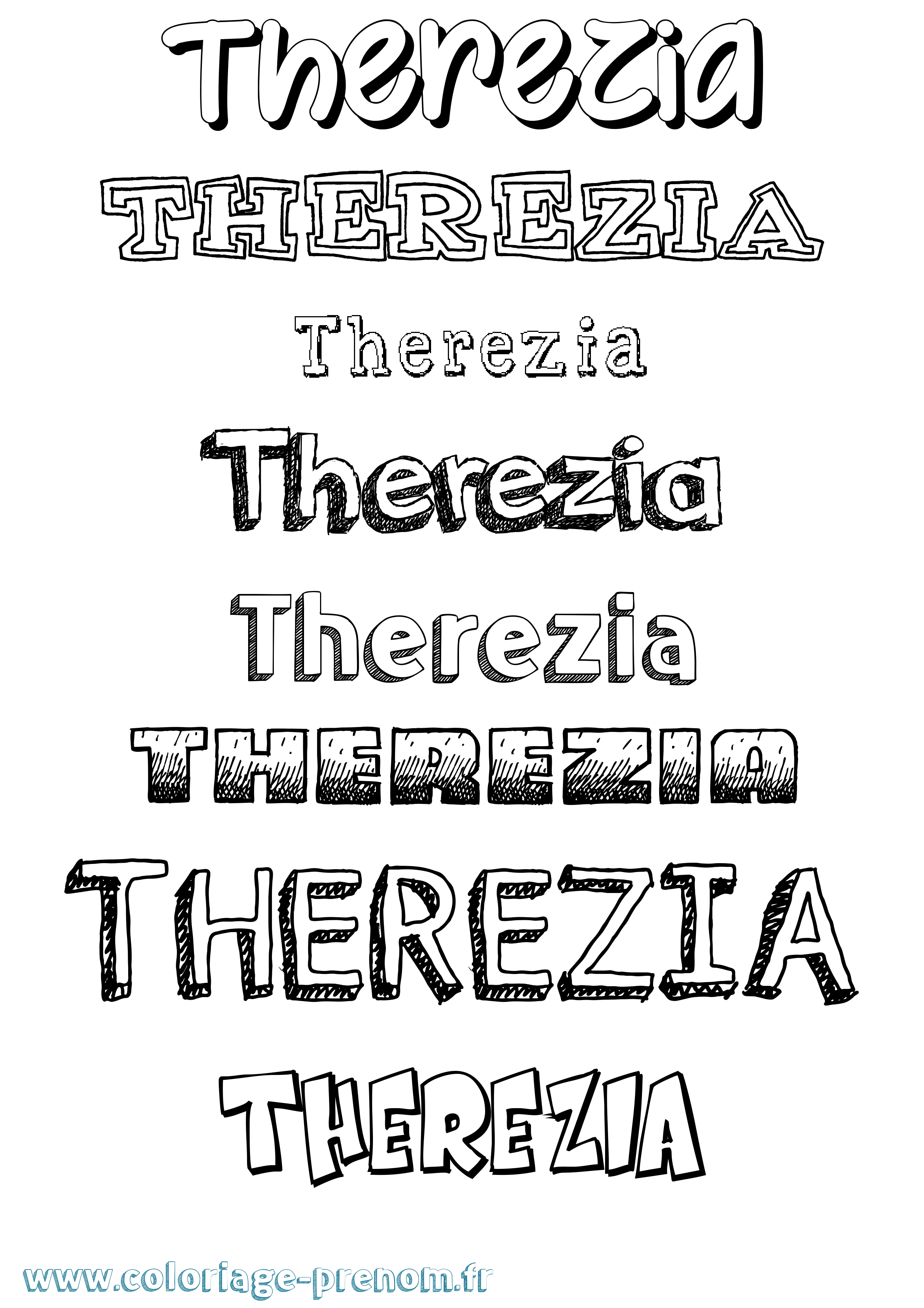Coloriage Therezia Dessiné Coloriage prénom Therezia Dessiné