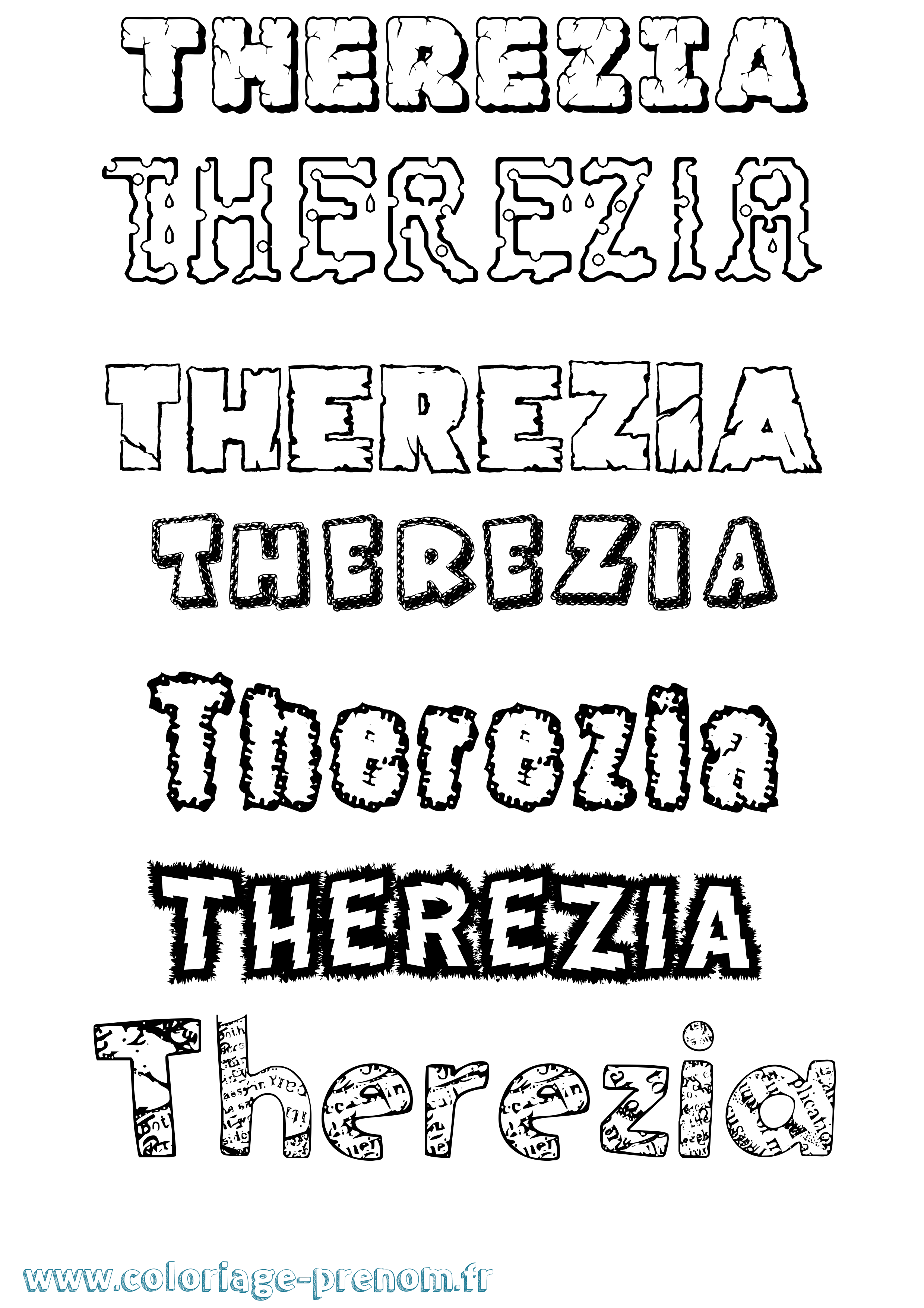 Coloriage Therezia Destructuré Coloriage prénom Therezia Destructuré