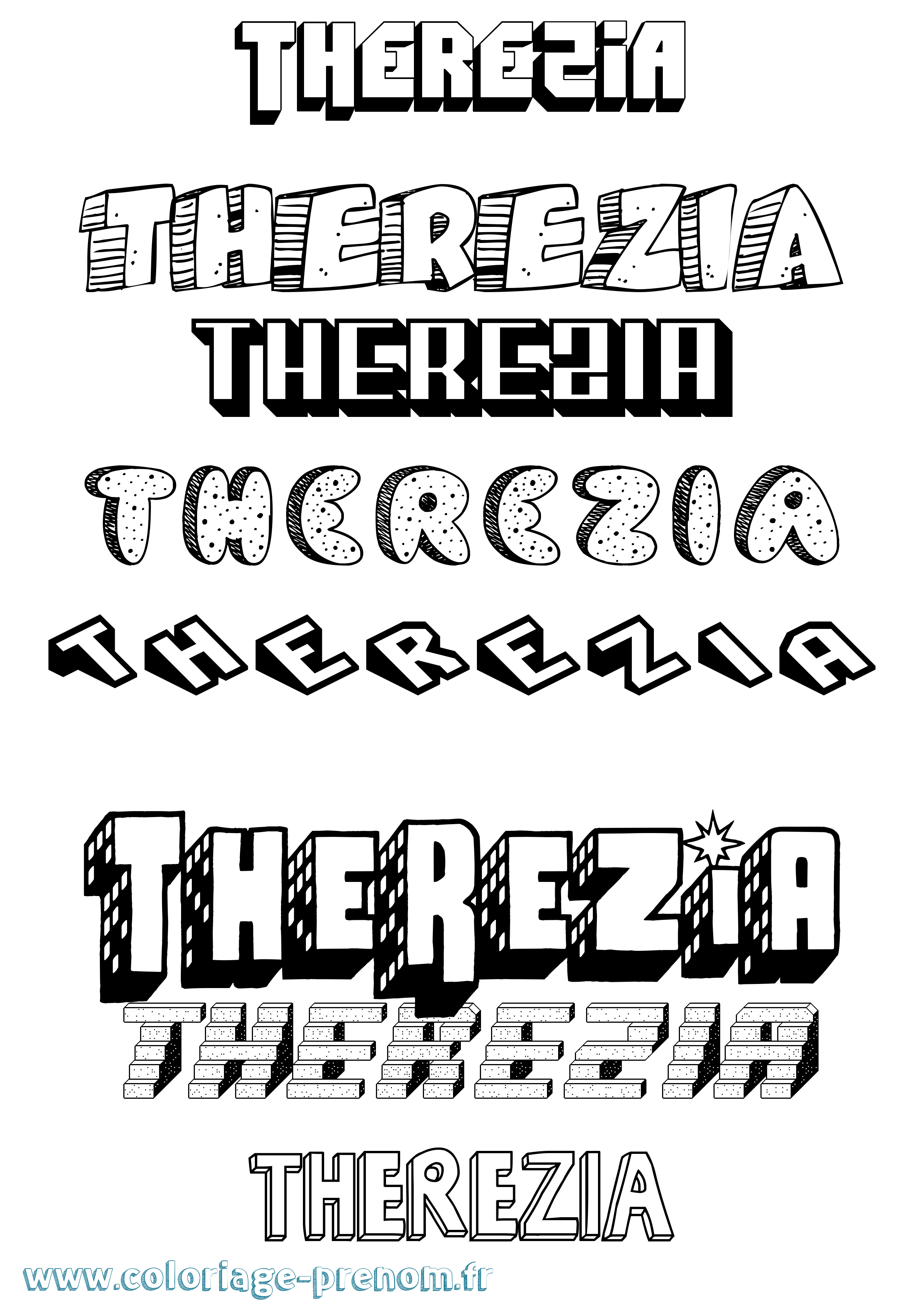 Coloriage Therezia Effet 3D Coloriage prénom Therezia Effet 3D