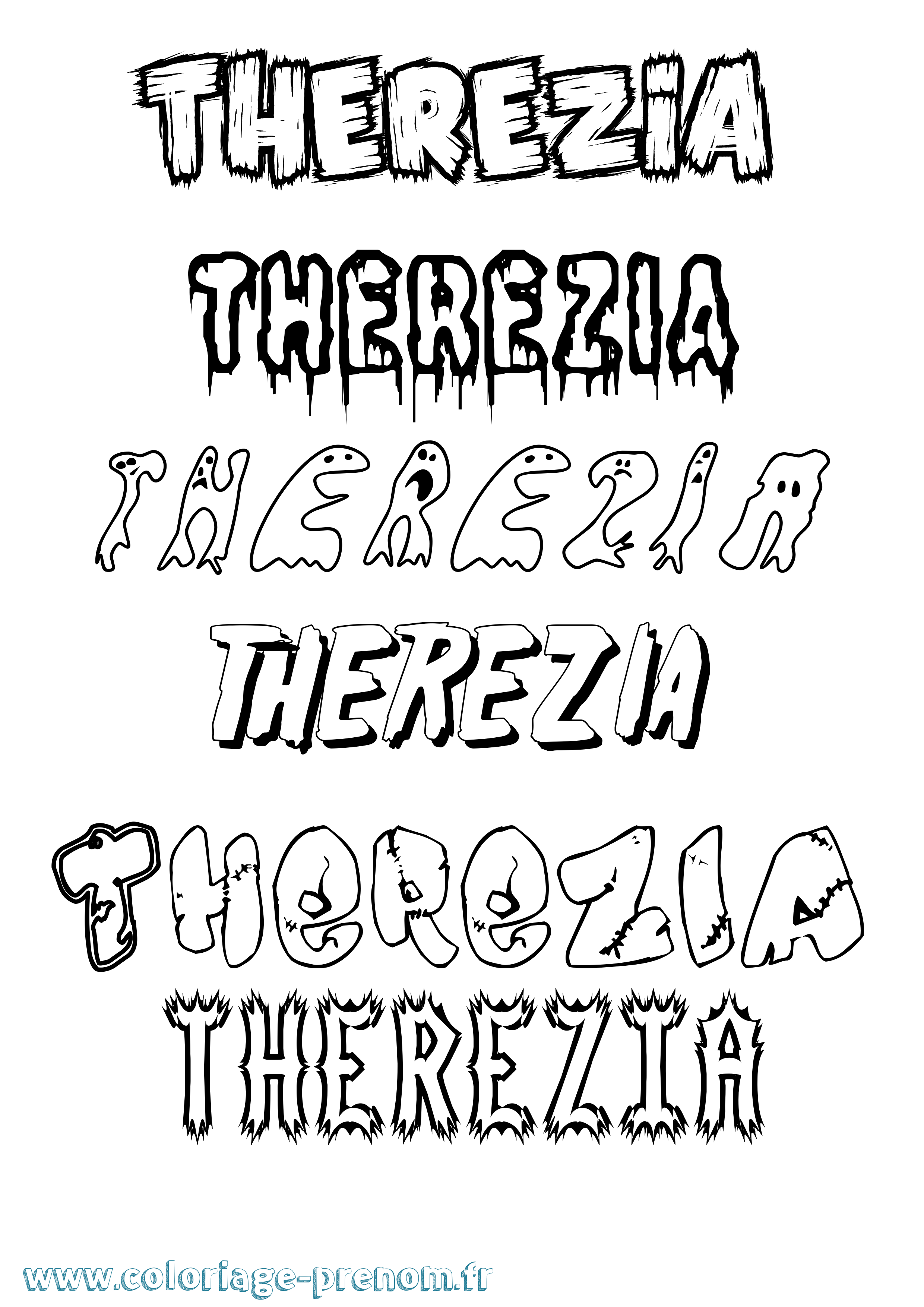 Coloriage Therezia Frisson Coloriage prénom Therezia Frisson
