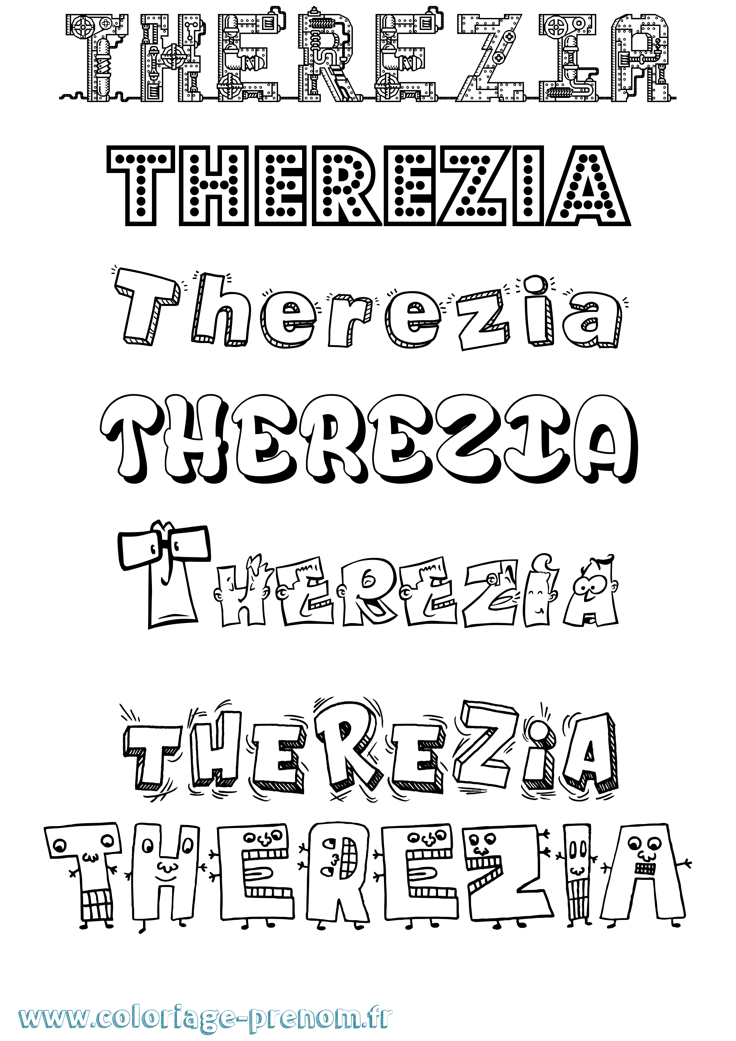 Coloriage Therezia Fun Coloriage prénom Therezia Fun