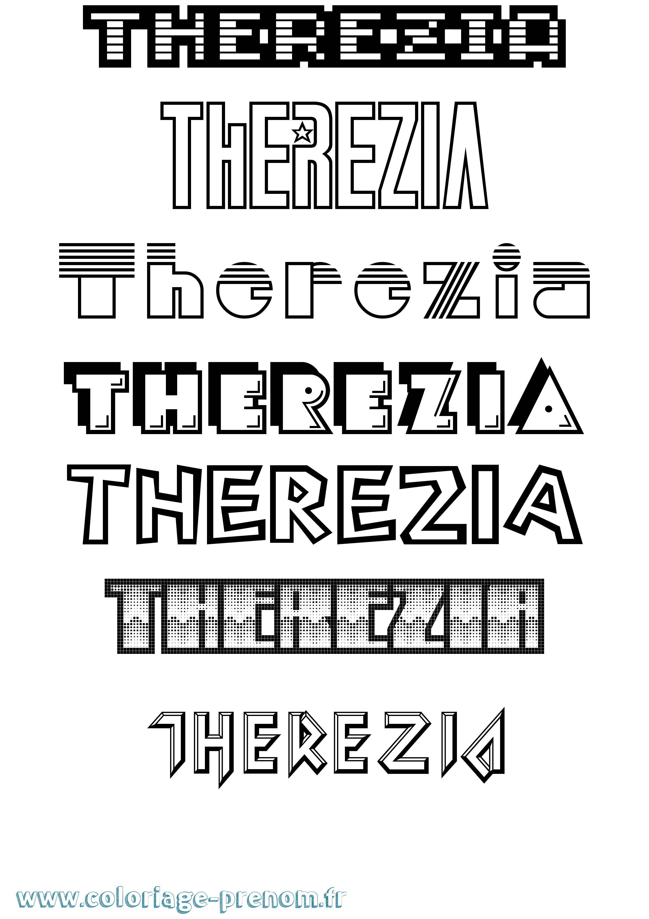 Coloriage Therezia Jeux Vidéos Coloriage prénom Therezia Jeux Vidéos
