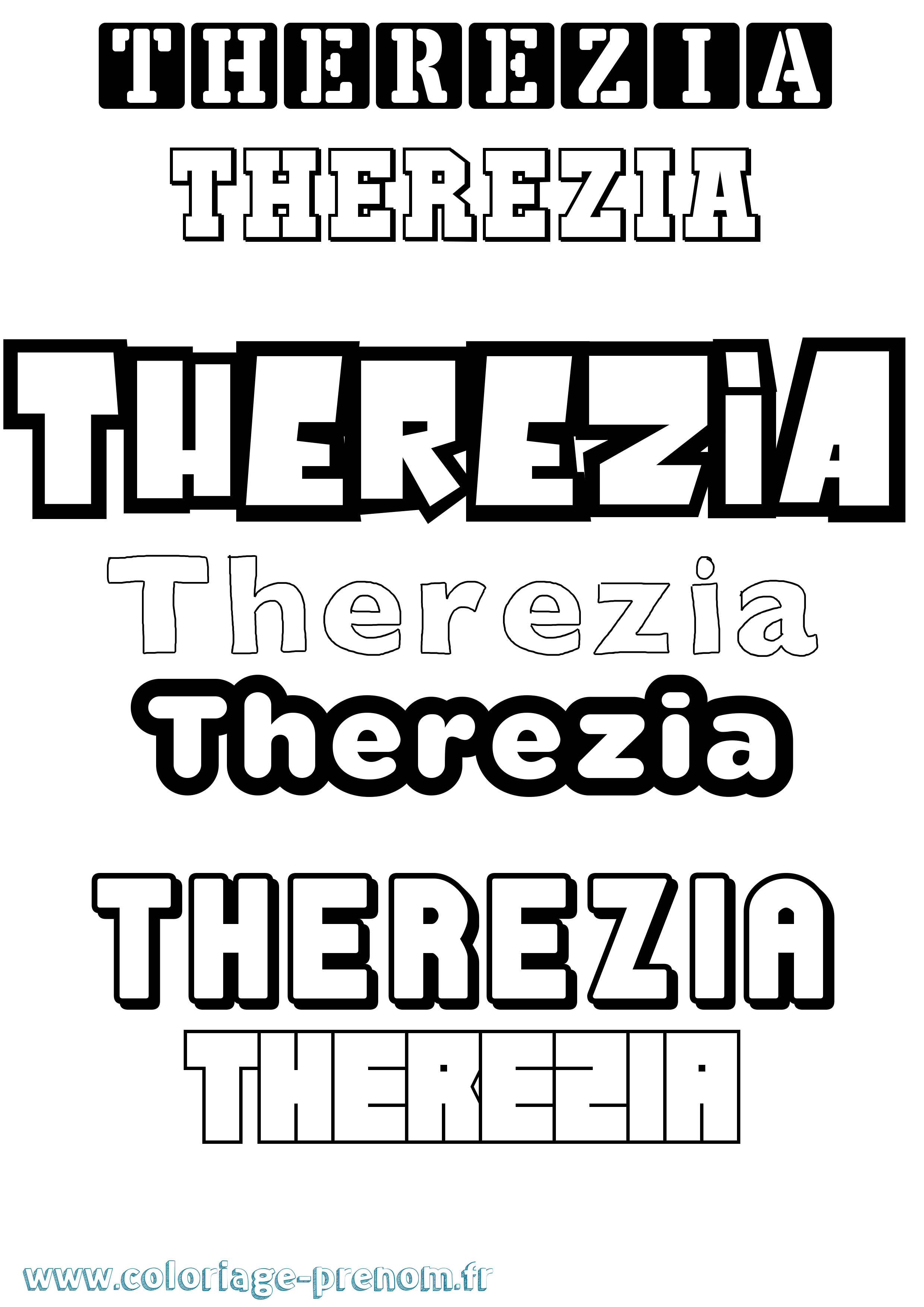 Coloriage Therezia Simple Coloriage prénom Therezia Simple