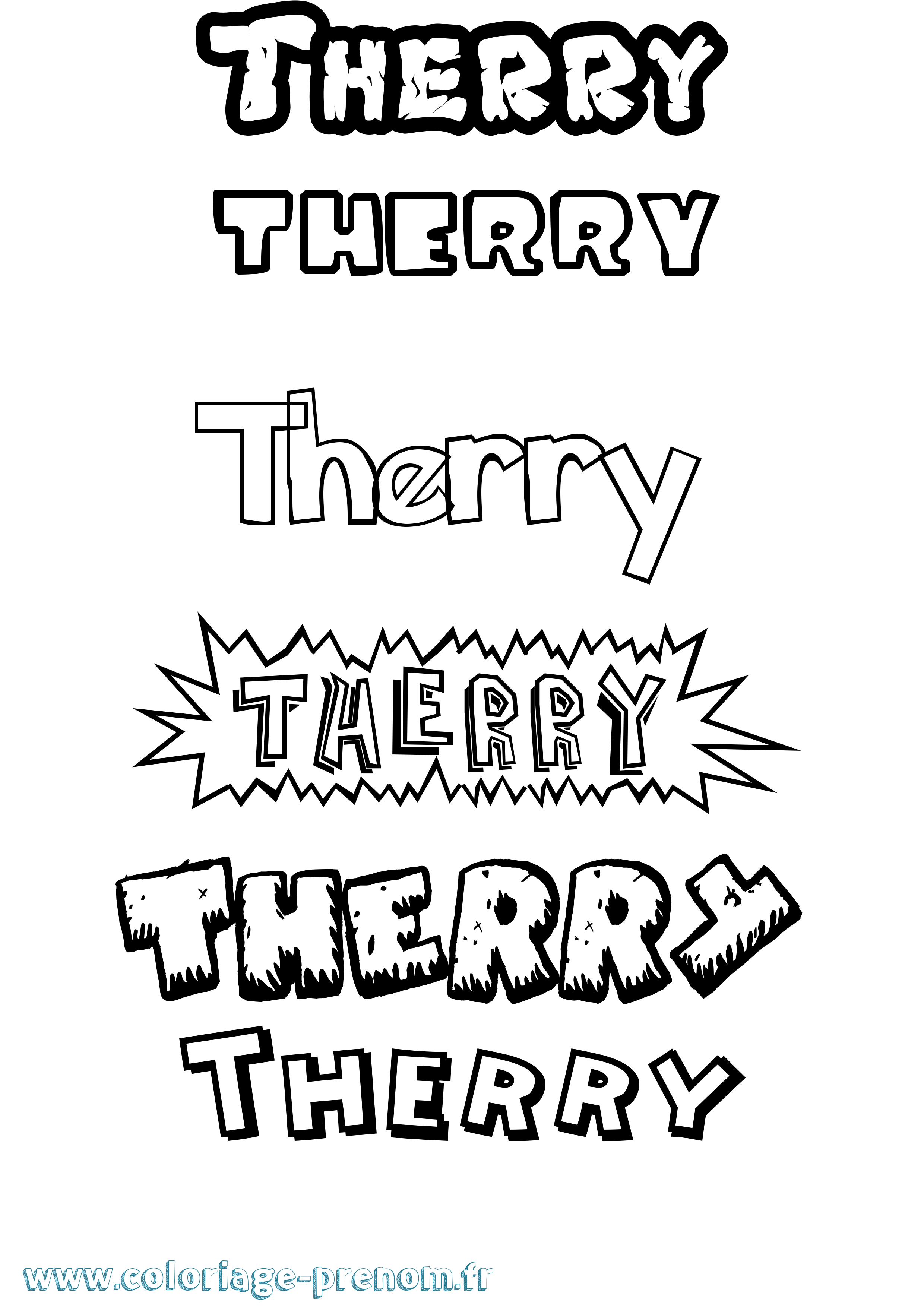 Coloriage Therry Dessin Animé Coloriage prénom Therry Dessin Animé
